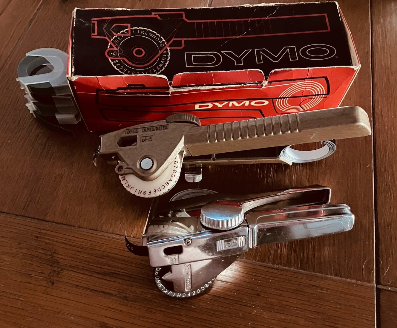 Vintage Dymo-Mite & M5 Metal Tapewriters, w/ Extra Tape Rolls, Working
