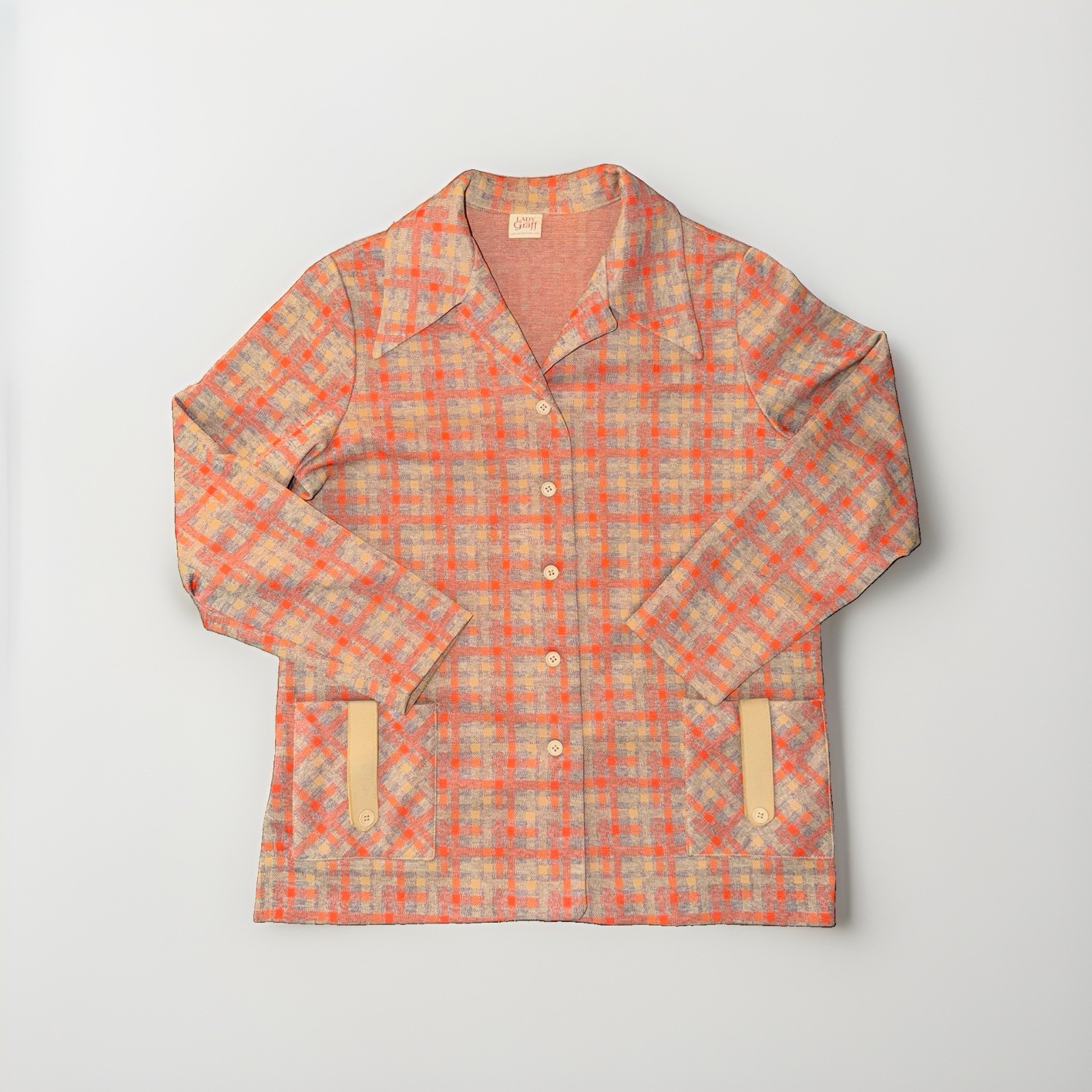 Vintage 70s/80s Lady Graff Plaid Shirt Jacket Sz M Button Front Vintage 70s/80s Lady Graff Plaid Shirt Jacket Sz M Button Front