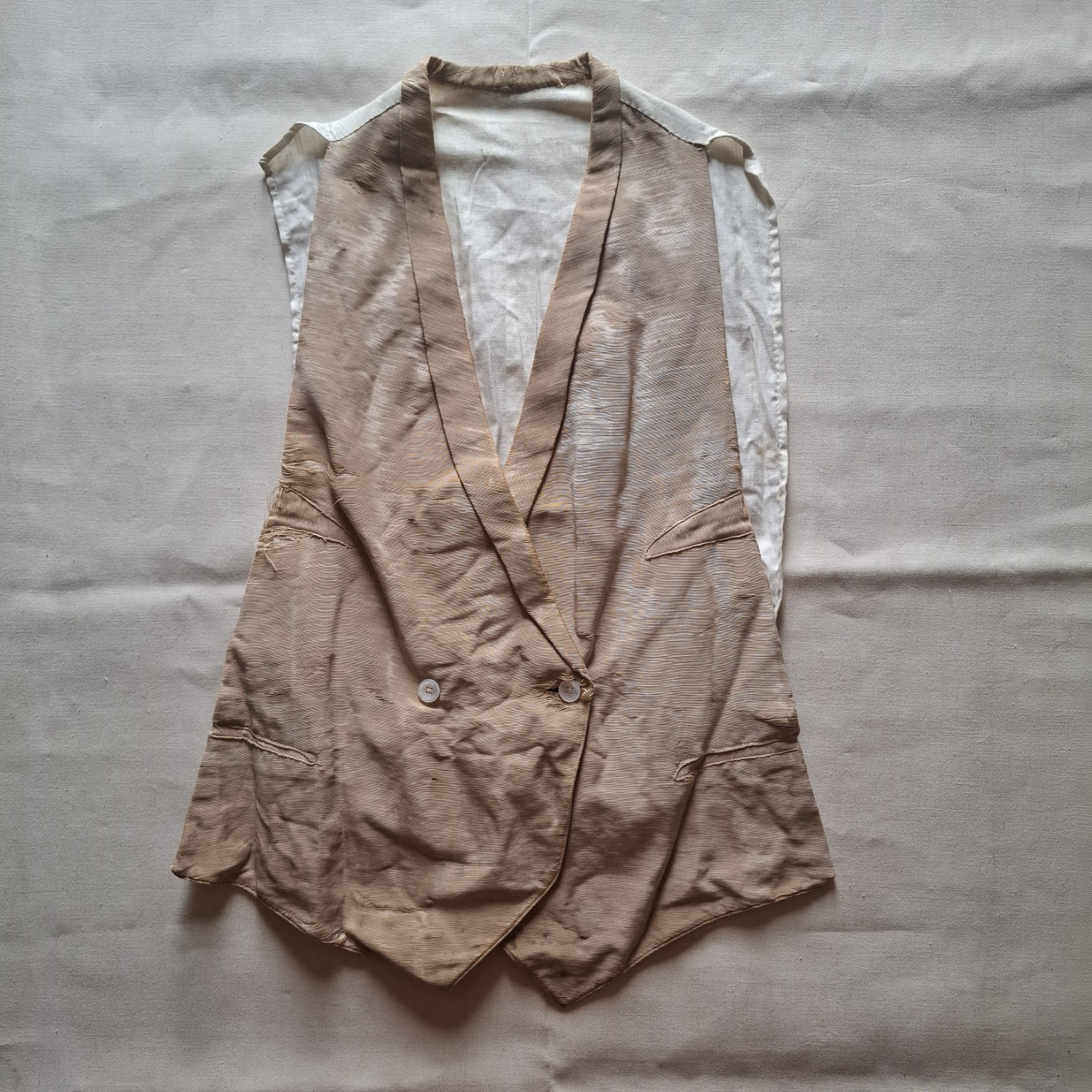 Antique 1890s 1900s Silk Waistcoat Double Breasted Victorian Edwardian Vest