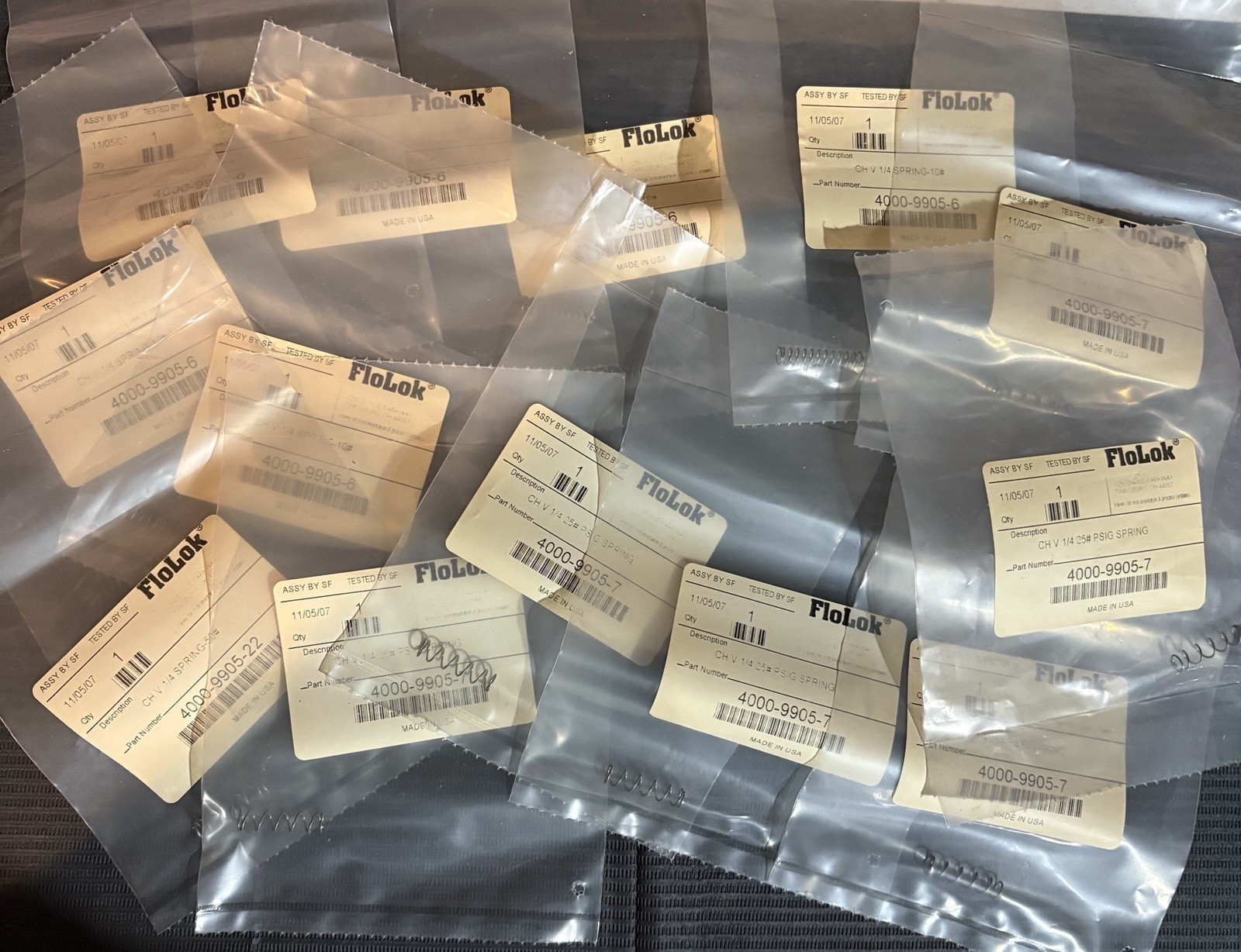 Lot of 13 FloLok Check Valve Springs 4000-9905-6 4000-9905-7 NOS Sealed Lot of 13 FloLok Check Valve Springs 4000-9905-6 4000-9905-7 NOS Sealed