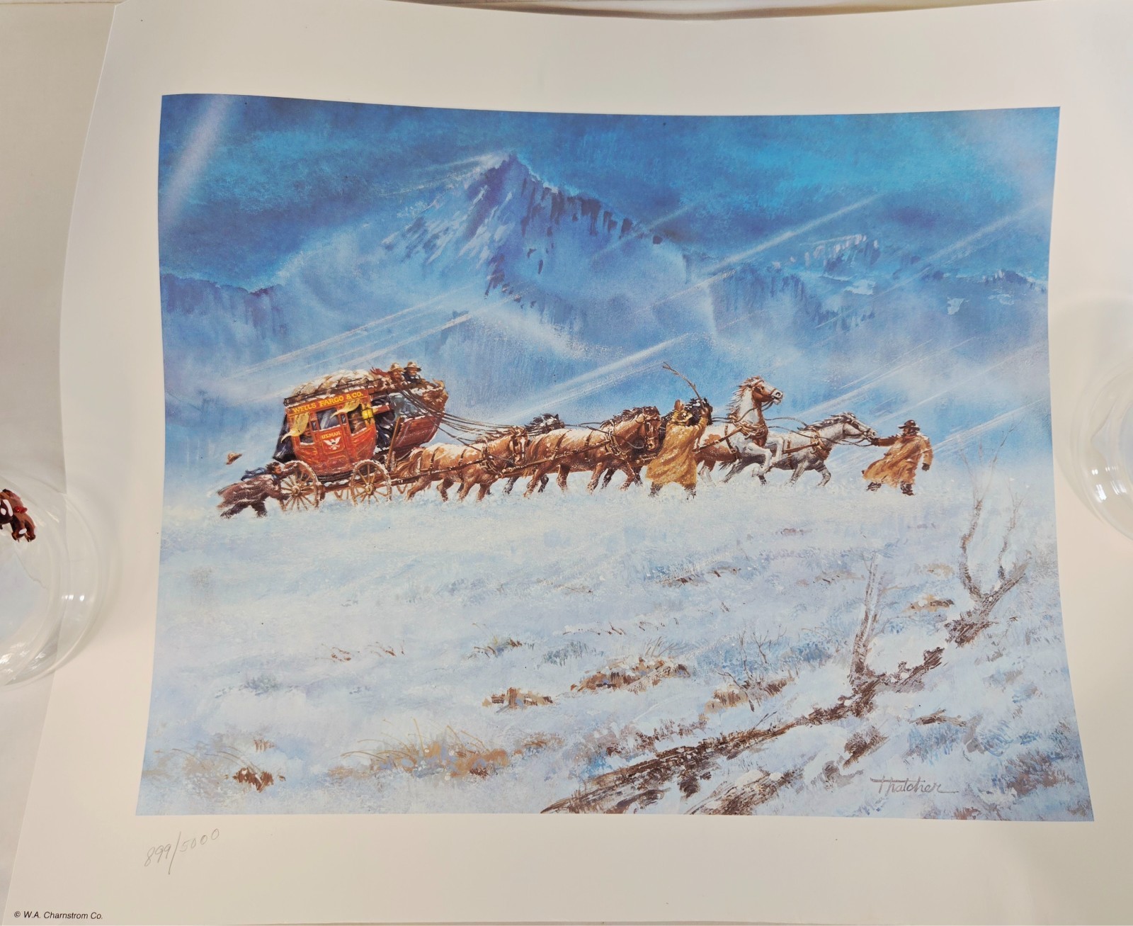 Vintage W.A. CHARNSTROM David Thatcher Print Western Stagecoach Numbered 14x17