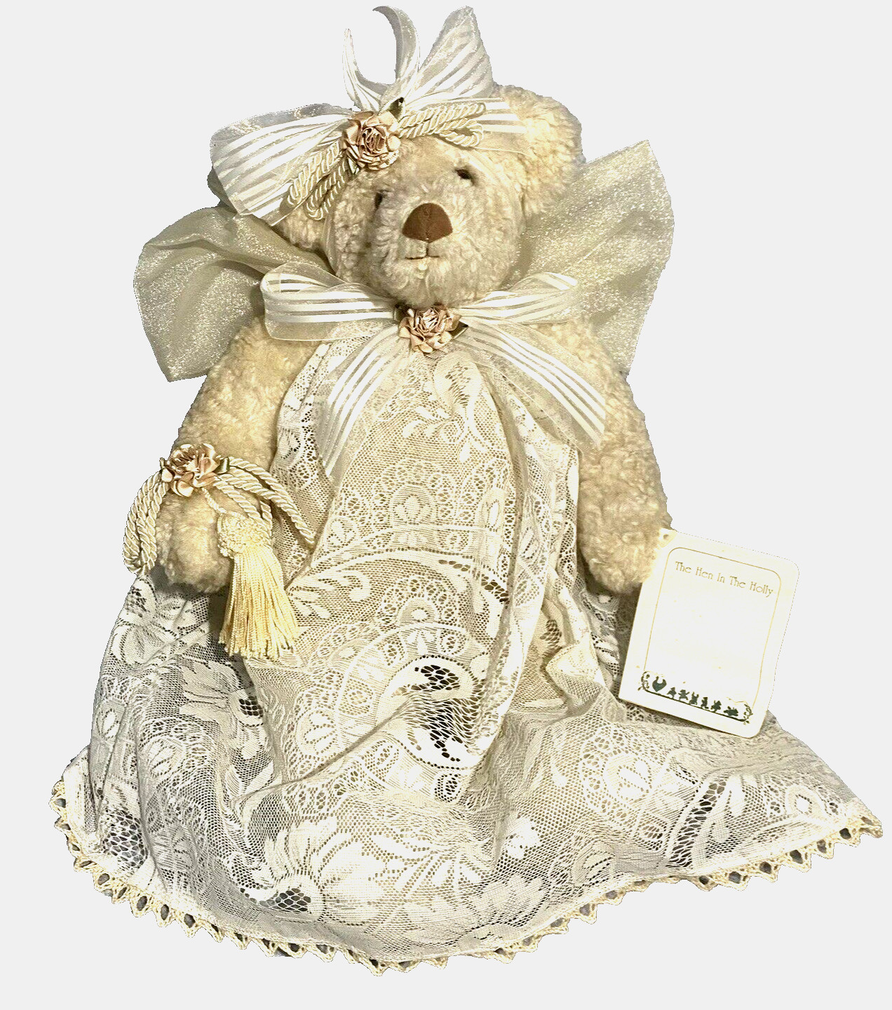 The Hen in the Holly Collectible Bear “Gabriella” 16” Tall Lace bows NWT The Hen in the Holly Collectible Bear “Gabriella” 16” Tall Lace bows NWT