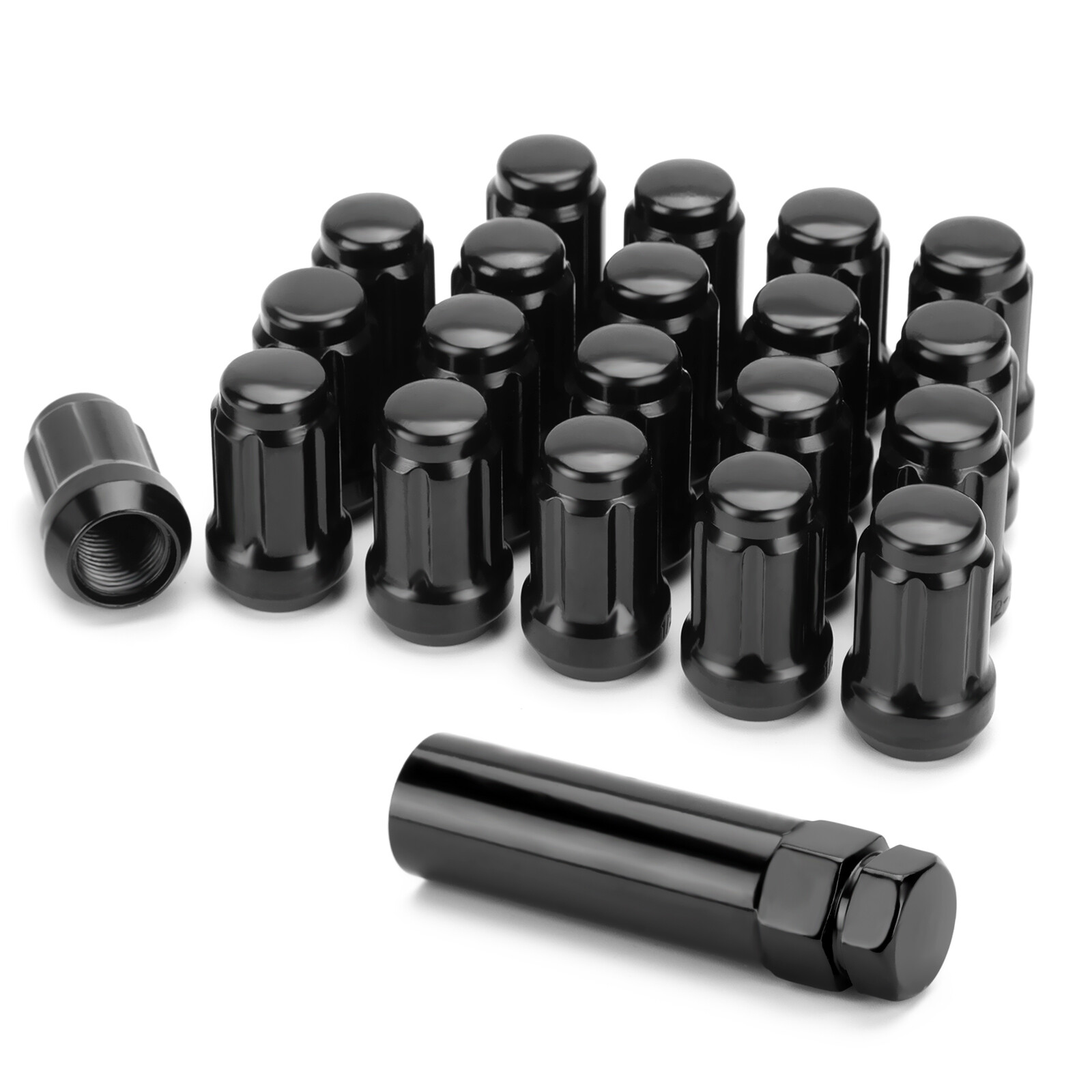 20pcs 1/2''-20 LUG NUTS 6 SPLINE TUNER DRIVE w/Key for Jeep Wrangler Ford