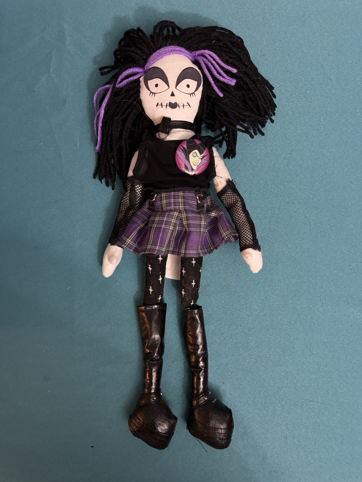 2003 Hot Topic MesSex Industries Alternatoys Goth Punk Rag Doll Purple Plaid
