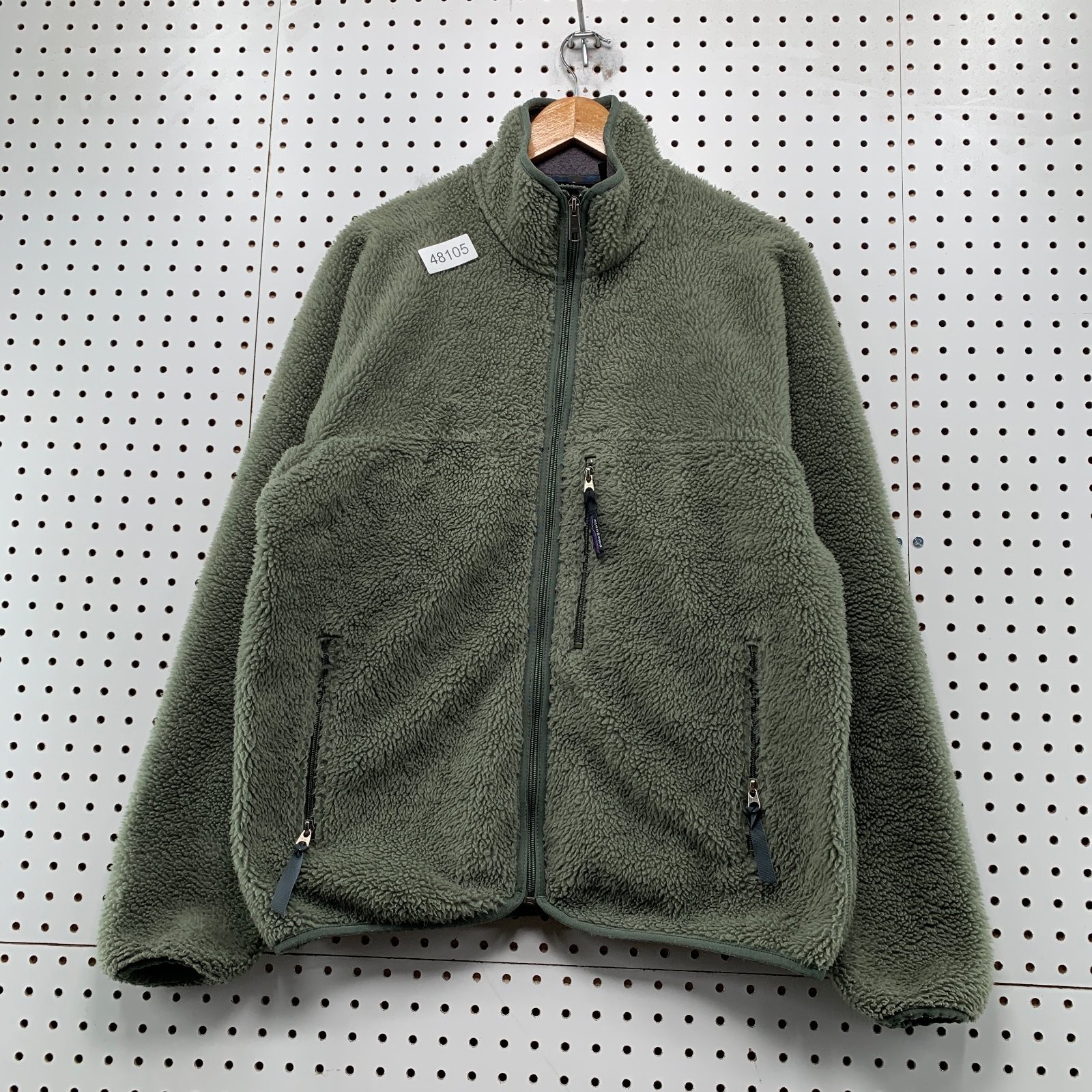 Vintage Patagonia Sherpa Jacket Mens Medium Army Olive Green Deep Pile Synchilla
