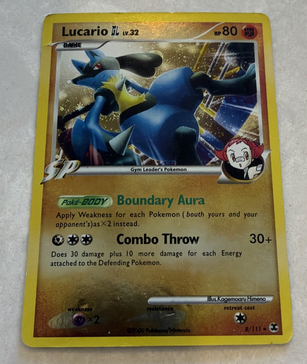 🔥 Pokemon TCG Lucario GL 8/111 Rising Rivals Holo Rare SP ENG 2009 LP 🔥 🔥 Pokemon TCG Lucario GL 8/111 Rising Rivals Holo Rare SP ENG 2009 LP 🔥
