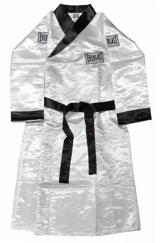 EVERLAST Full Length White Satin Boxing Robe with Patches - Rare Vintage NWT XXL