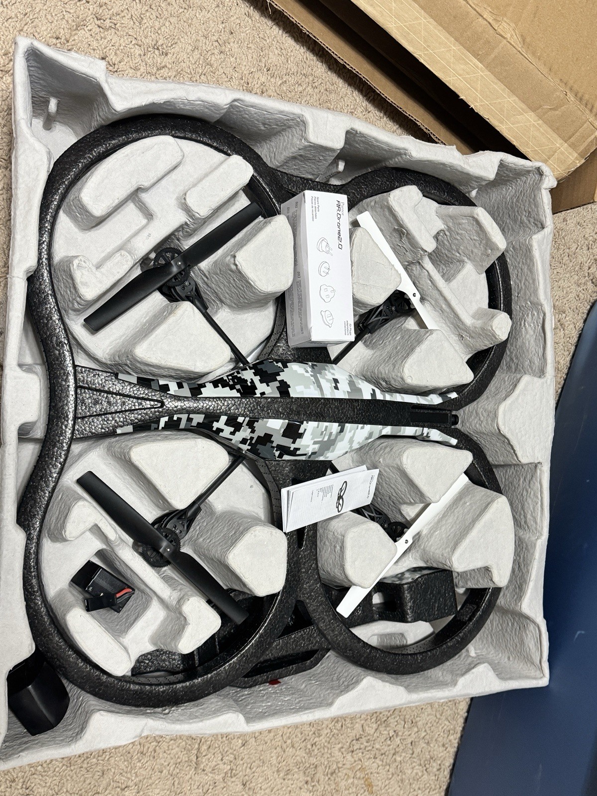 Parrot AR.Drone 2.0 Elite Edition Snow Camo Never Flown Open Box Complete