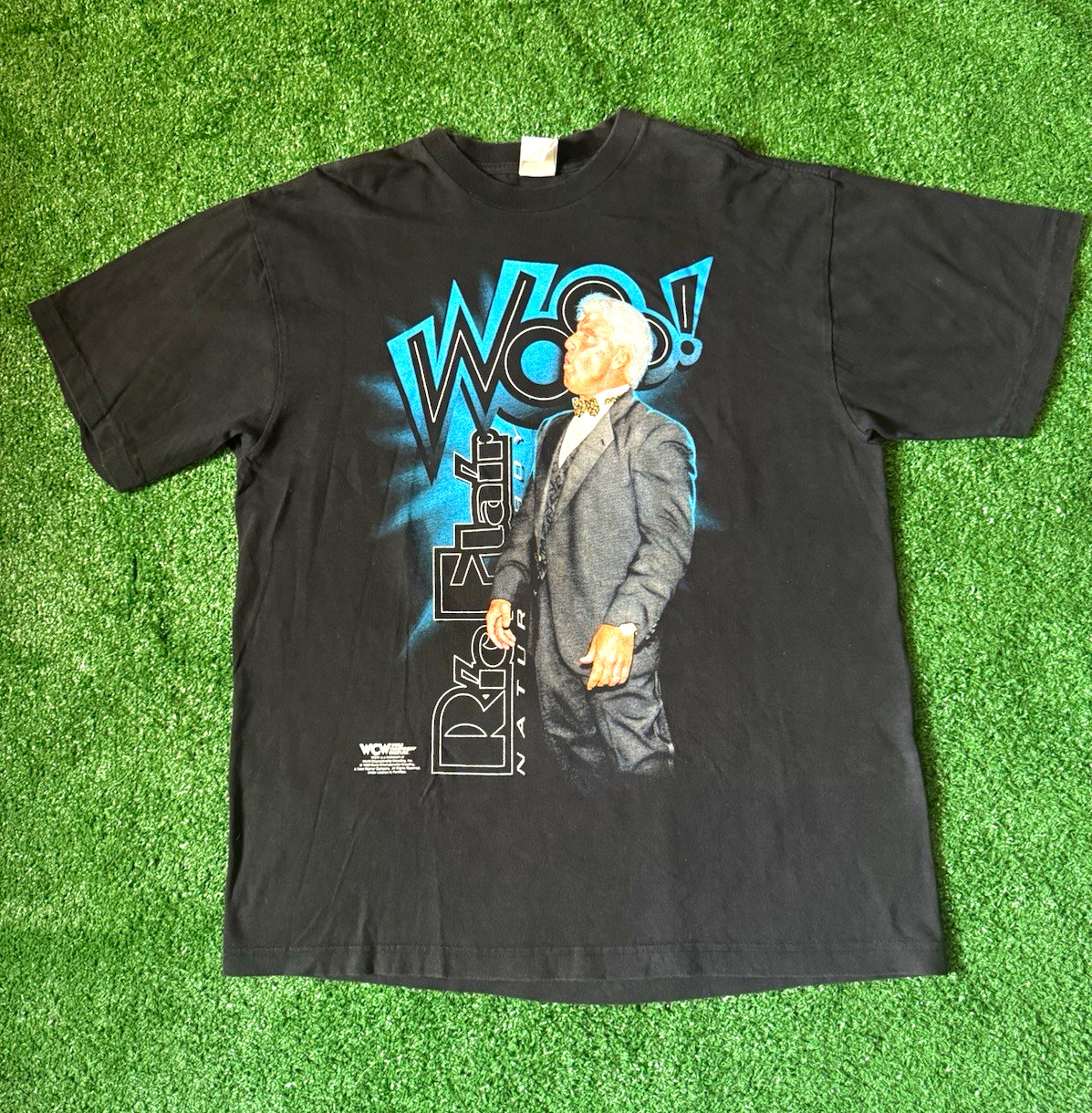 Vtg 1998 WCW WWF Ric Flair Nature Boy Wooo 4 Horsemen Wrestling AOP Size XL Vtg 1998 WCW WWF Ric Flair Nature Boy Wooo 4 Horsemen Wrestling AOP Size XL