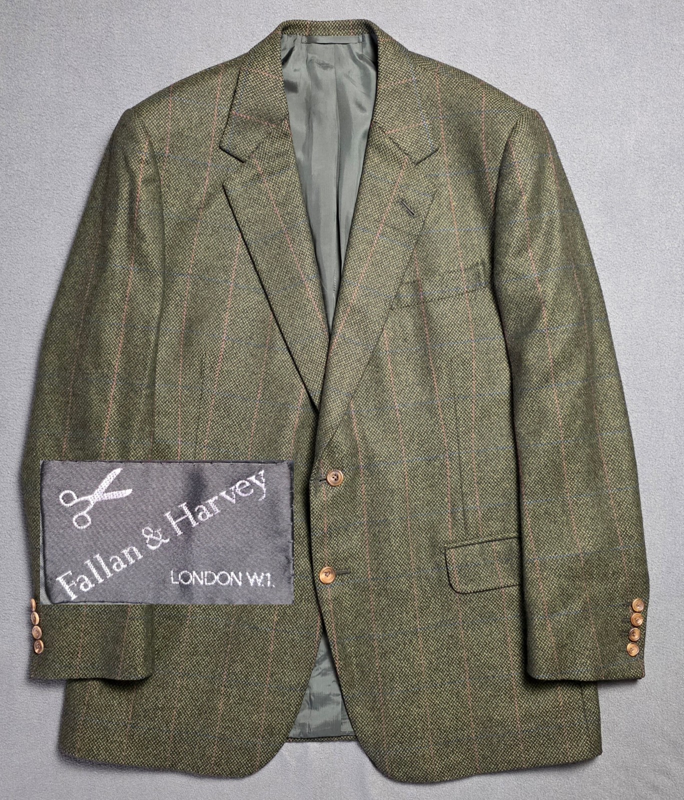 Vintage 1999 Tweed Jacket FALLAN & HARVEY Savile Row Bespoke 42R Professor Green