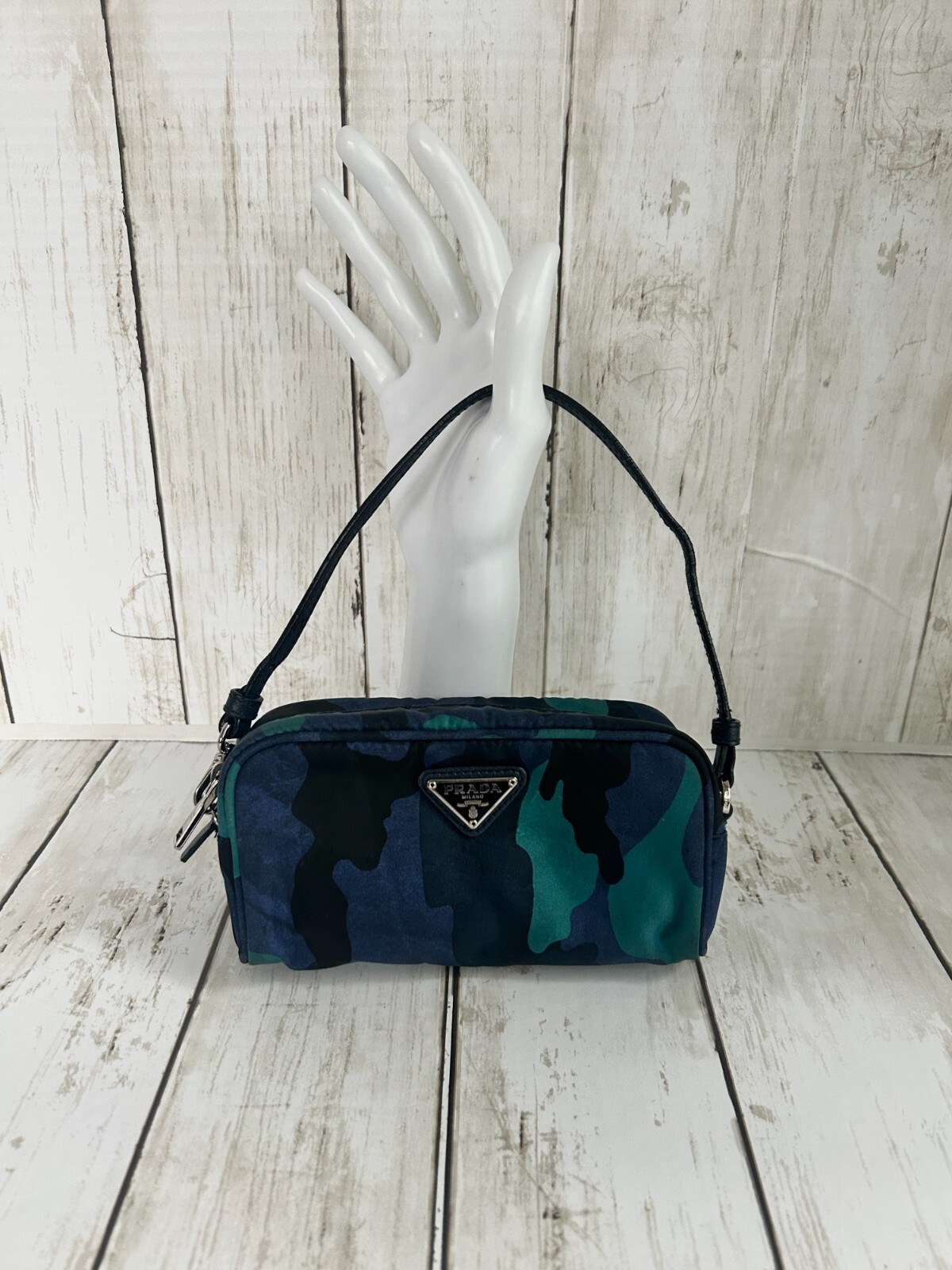 PRADA MICRO Mini Tessuto ROYAL BLUE CAMO NYLON & Saffiano #42 ART: 1N1865 *RARE* PRADA MICRO Mini Tessuto ROYAL BLUE CAMO NYLON & Saffiano #42 ART: 1N1865 *RARE*