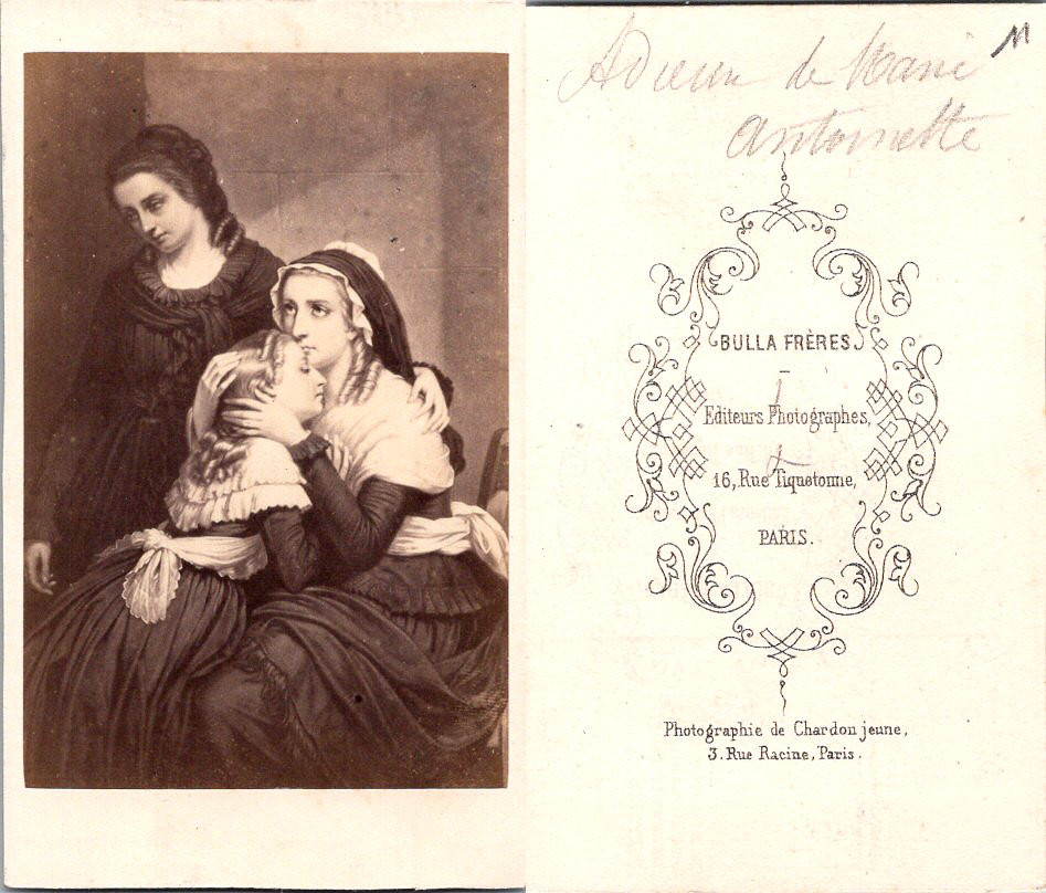 CDV Bulla Frères, Paris, Adieux de Marie-Antoinette, circa 1860 Vintage CDV albu