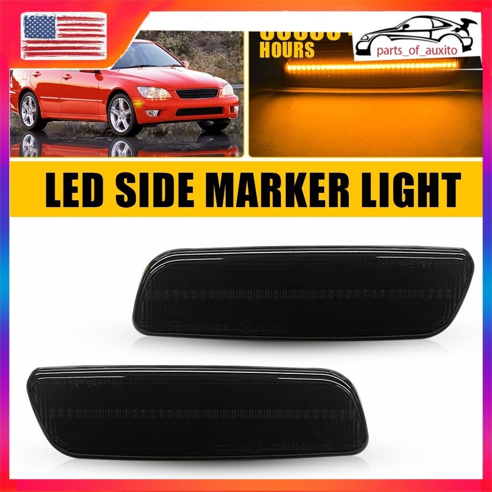 2/4x Smoked Len Amber LED Side Marker Parking Light Lamp For Toyota Lexus Scion