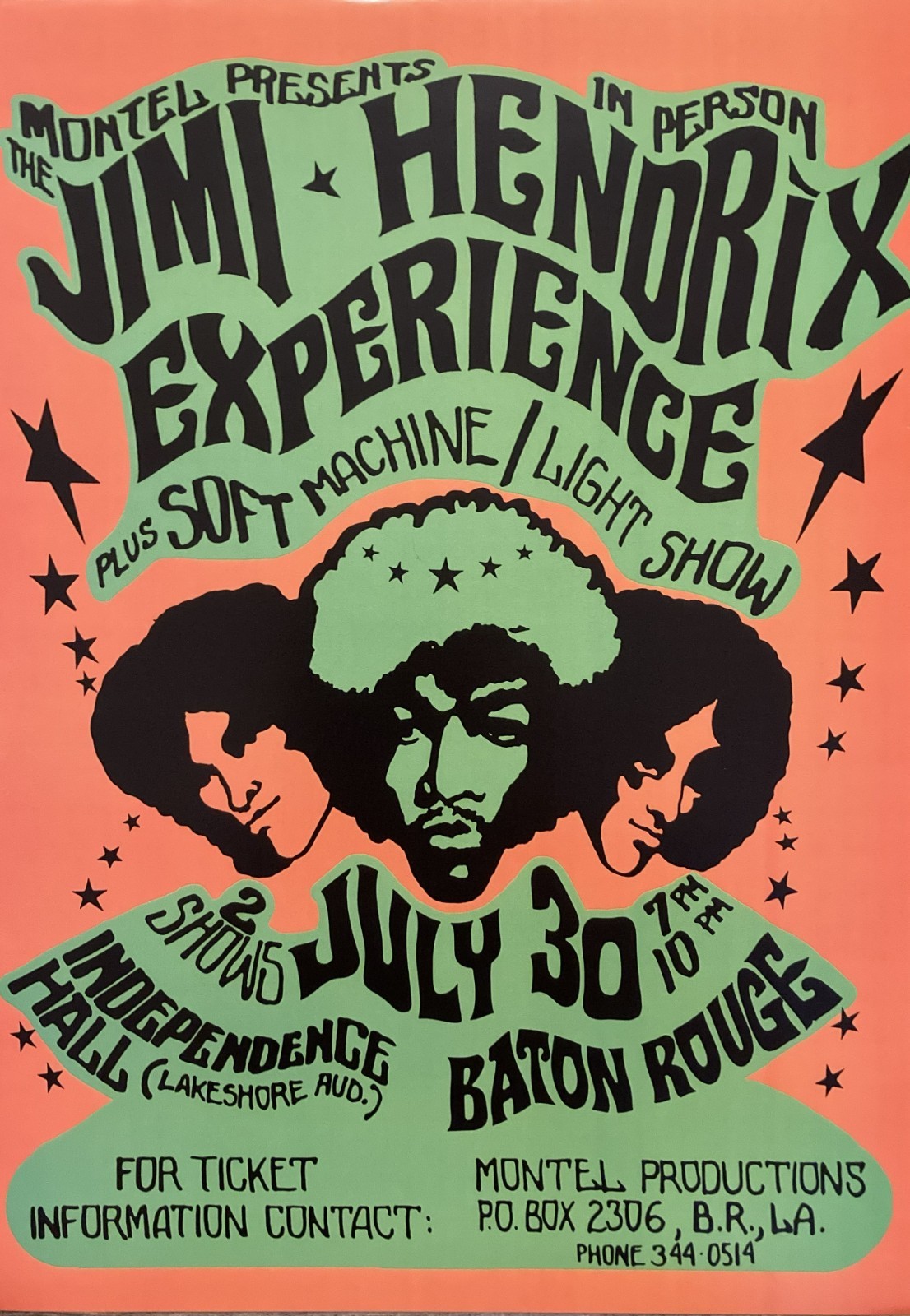 1970\'s Classic Rock Baton Rouge 1968 Concert Poster Psychedelic Vintage 24x36 1970\'s Classic Rock Baton Rouge 1968 Concert Poster Psychedelic Vintage 24x36