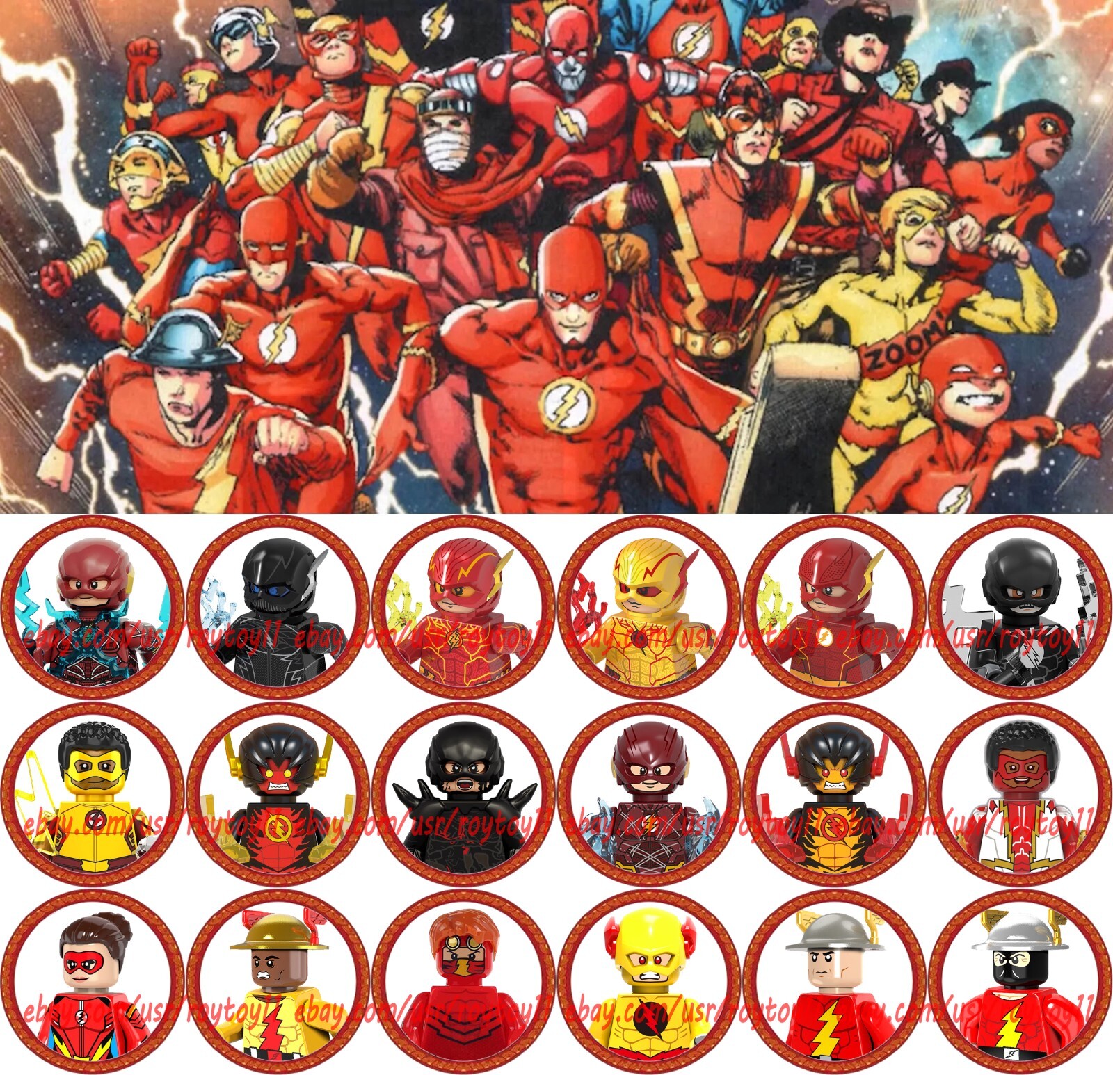 18PCS Superhero The Flash Family And Speed Enemy 4cm Plastic Figure DIY Toy