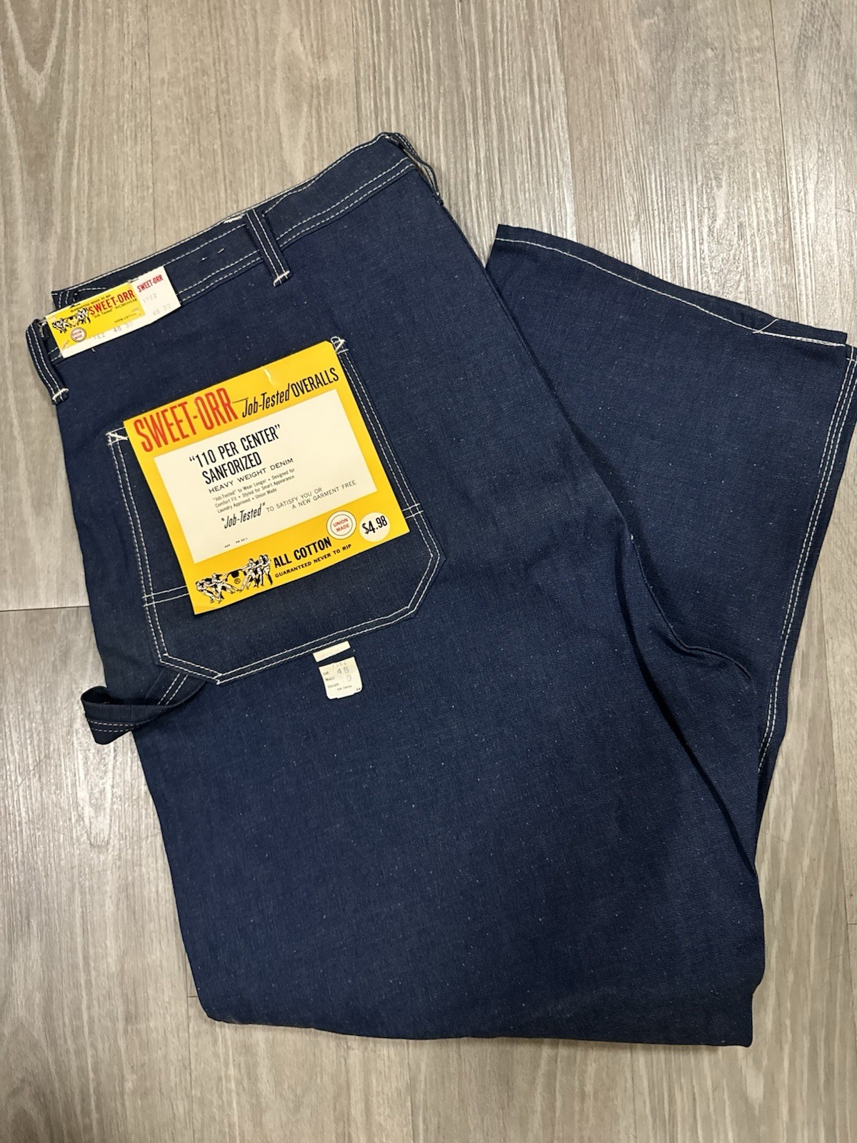 Vtg 60s 70s Sweet-Orr Denim Carpenter Work Jeans Deadstock NOS 48x30 USA