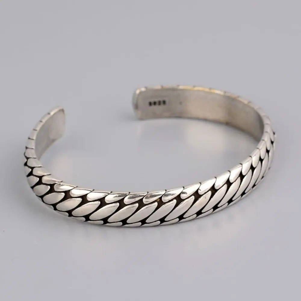 Mens Vintage Open Bangle 925 Sterling Silver Handmade Twisted Cuff Bracelet US Mens Vintage Open Bangle 925 Sterling Silver Handmade Twisted Cuff Bracelet US