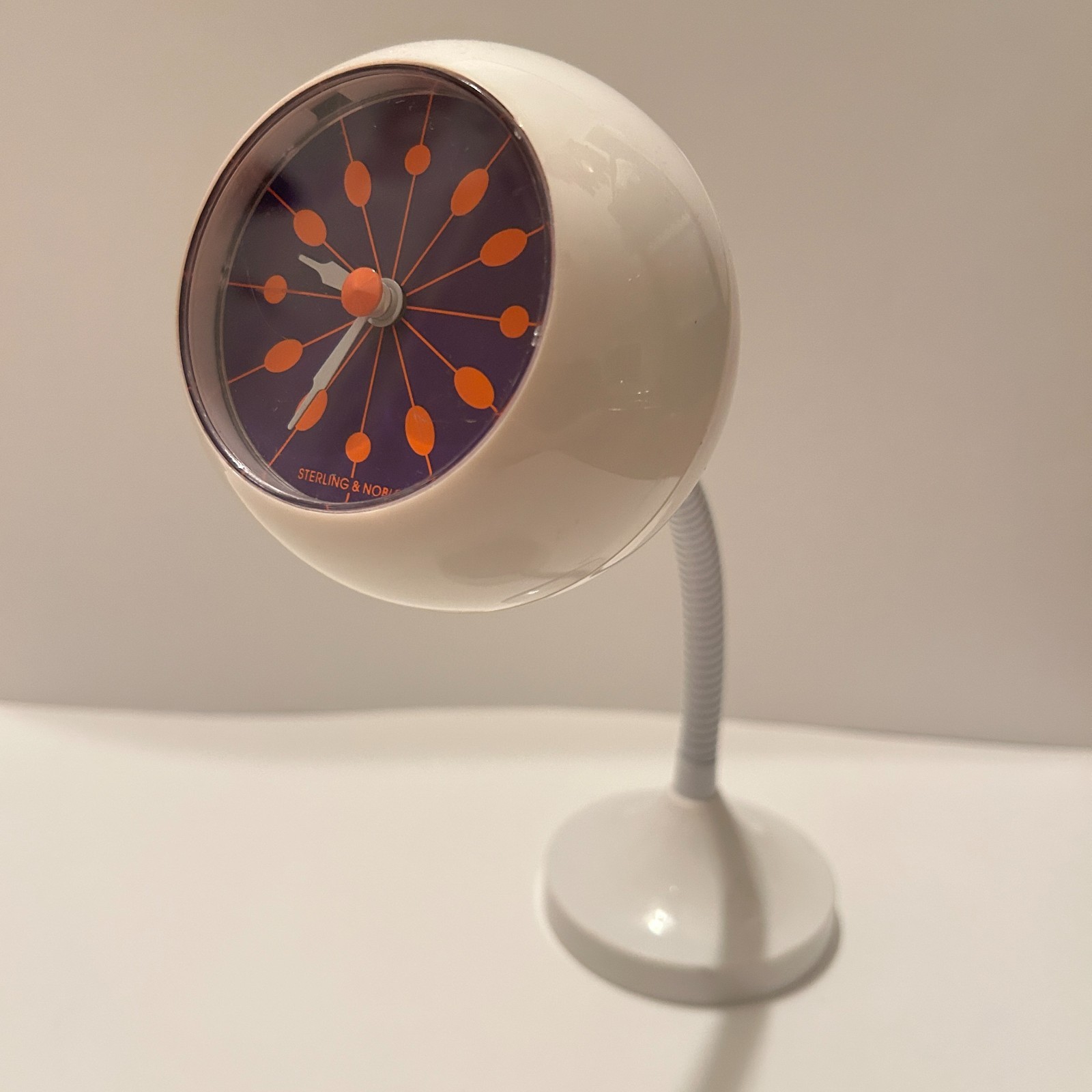 Vintage Sterling & Noble Desk Eyeball Clock MCM Space Age Orb Gooseneck Vintage Sterling & Noble Desk Eyeball Clock MCM Space Age Orb Gooseneck