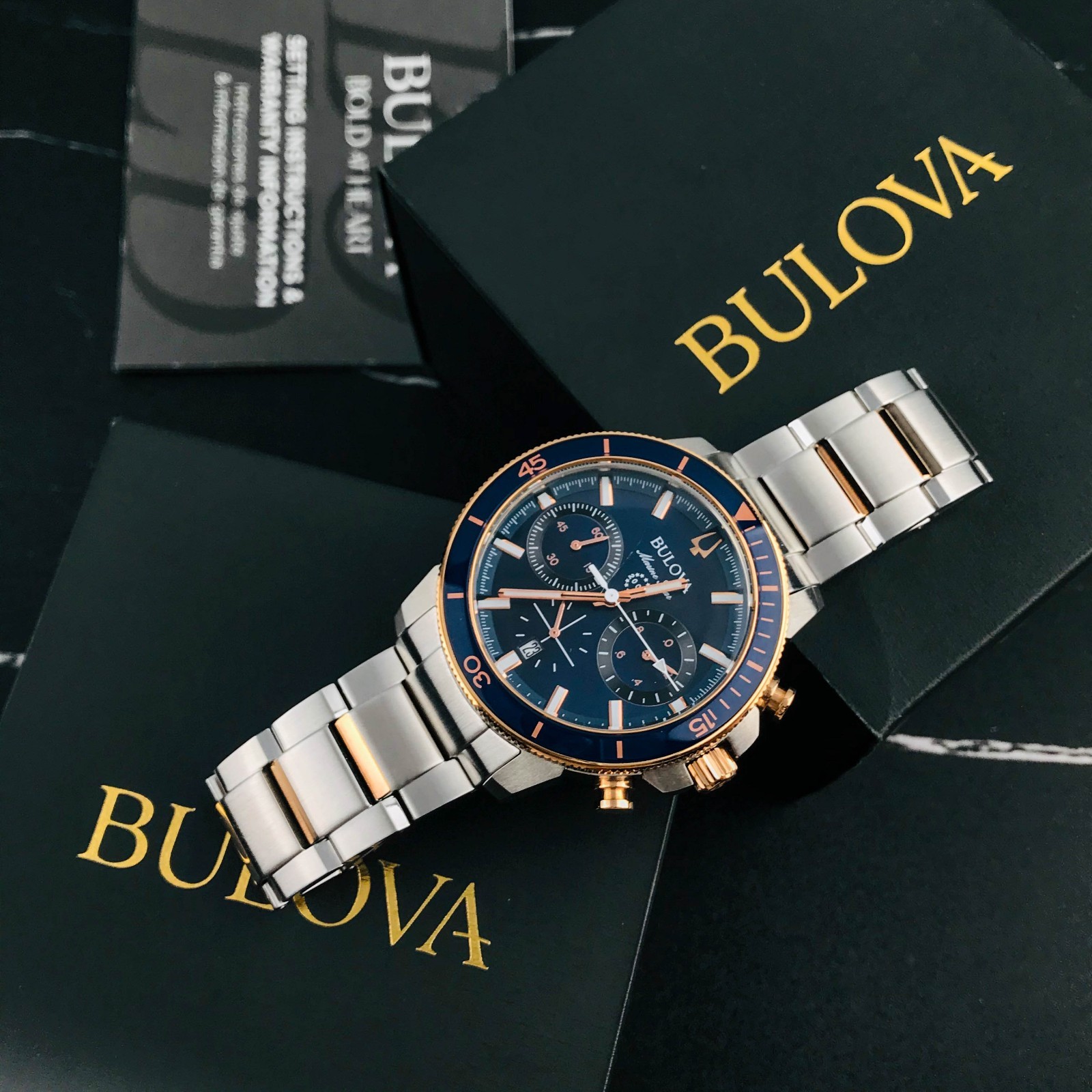 Bulova Marine Star Series C 98B301 Chronograph Blue Dial Quartz Men's Watch 45MM