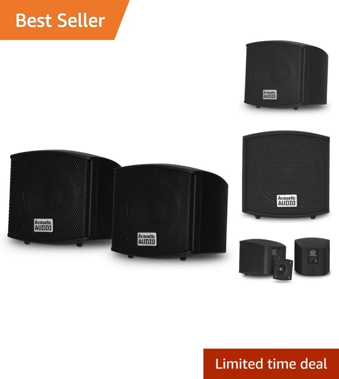 Versatile 400W Mountable Bookshelf Speakers in Black - Perfect for Home Theater