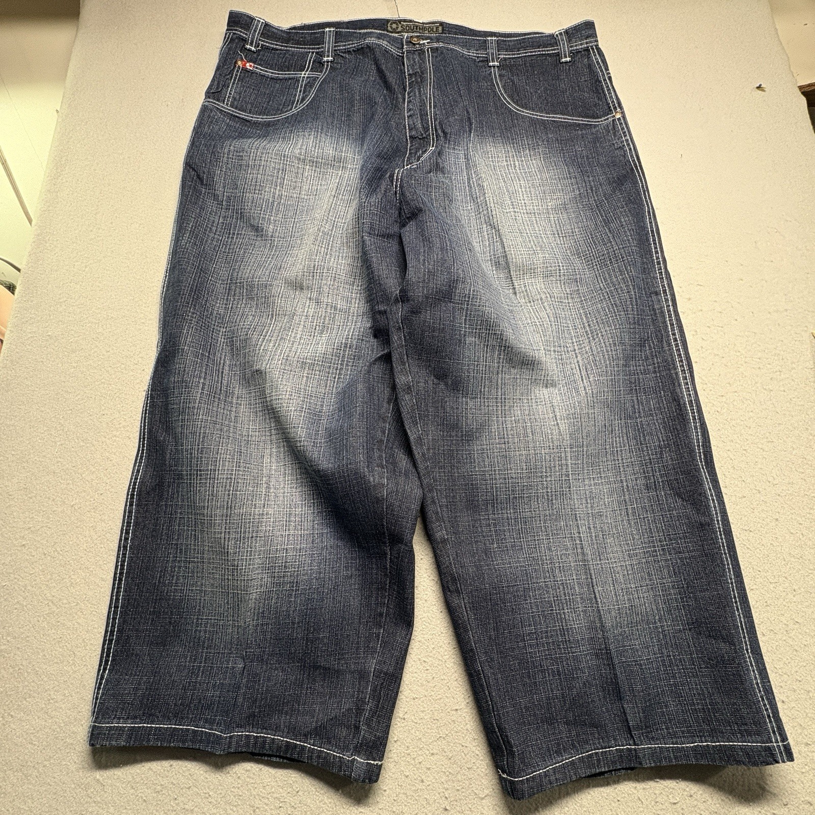 Vtg Southpole 3187 Super Baggy Contrast Stitch Dark Wsh Jeans 47x27 39\