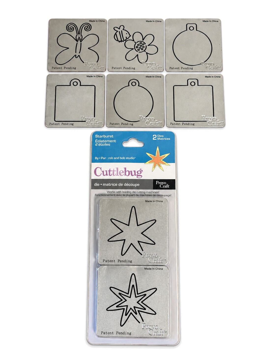 Provo Craft Cuttlebug Die Lot 8 Dies Butterfly Flower Tags Starburst