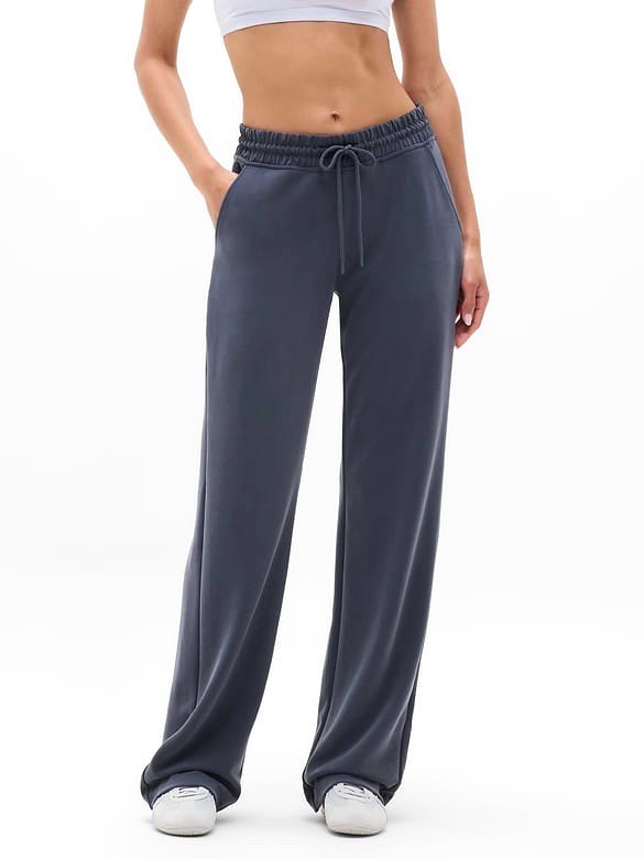 Athleta Women\'s $99 Seasoft Mid Rise Straight Pant in Navy Gray size MP
