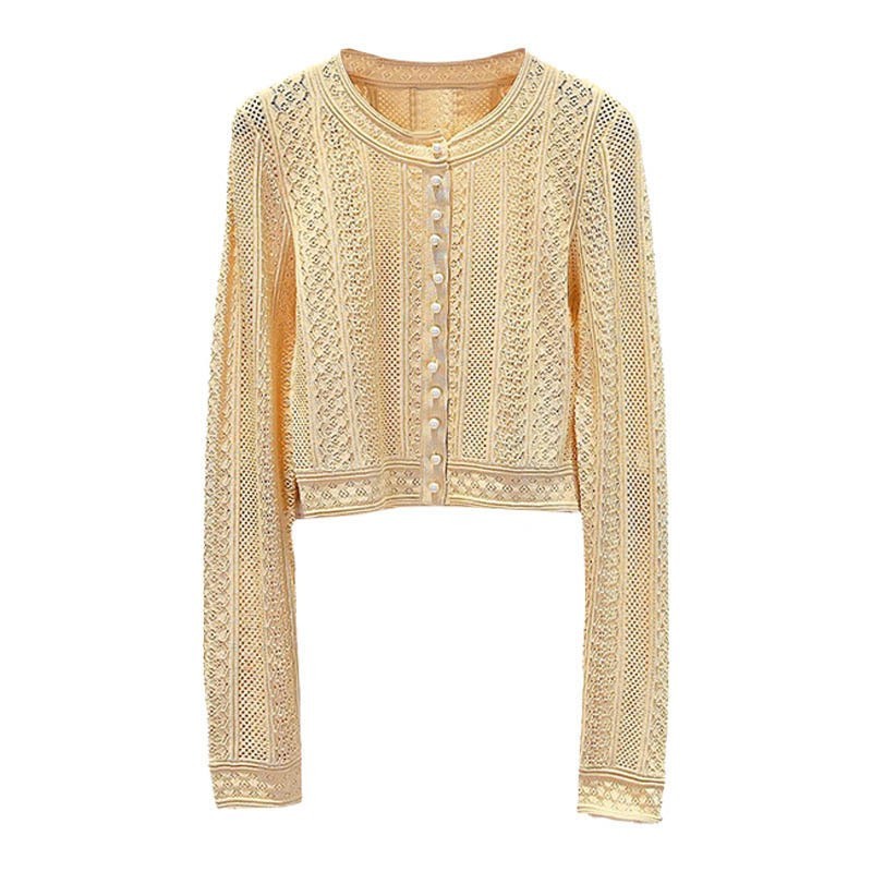 🎁🎁AUTHENTIC Sandro Women Pearl Hollow Out Knit Sweet Cardigan Shirt+Dress SML