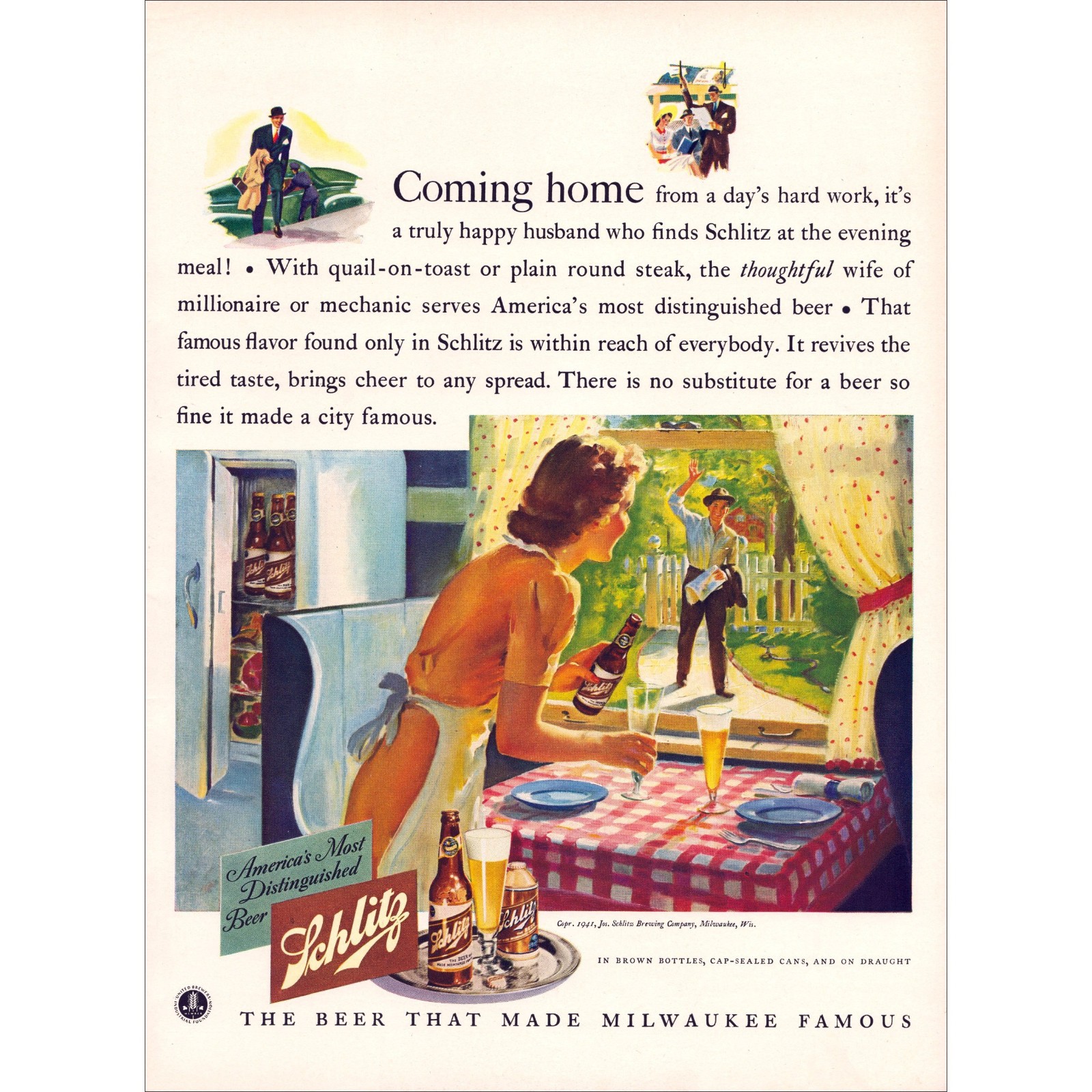 1941 Schlitz Beer Original Vintage Print Ad 1941 Schlitz Beer Original Vintage Print Ad