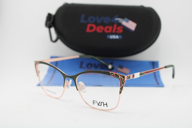 NEW FYSH 3728 S216 GREEN GOLD RED GUNMETAL AUTHENTIC EYEGLASSES 54-17 NEW FYSH 3728 S216 GREEN GOLD RED GUNMETAL AUTHENTIC EYEGLASSES 54-17