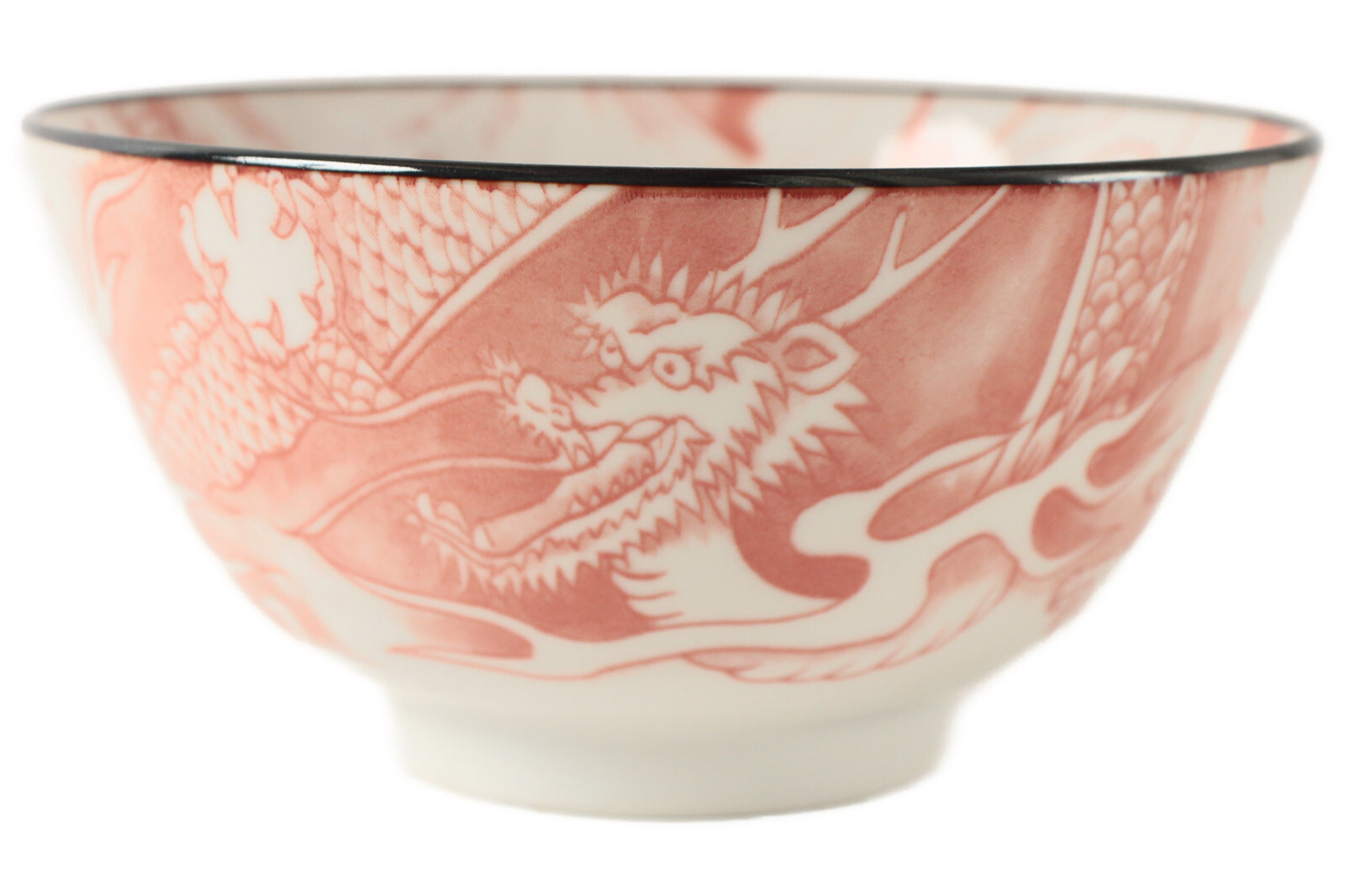 Mino ware Japanese Ceramics Large Rice Bowl Red Dragon made in Japan (40)