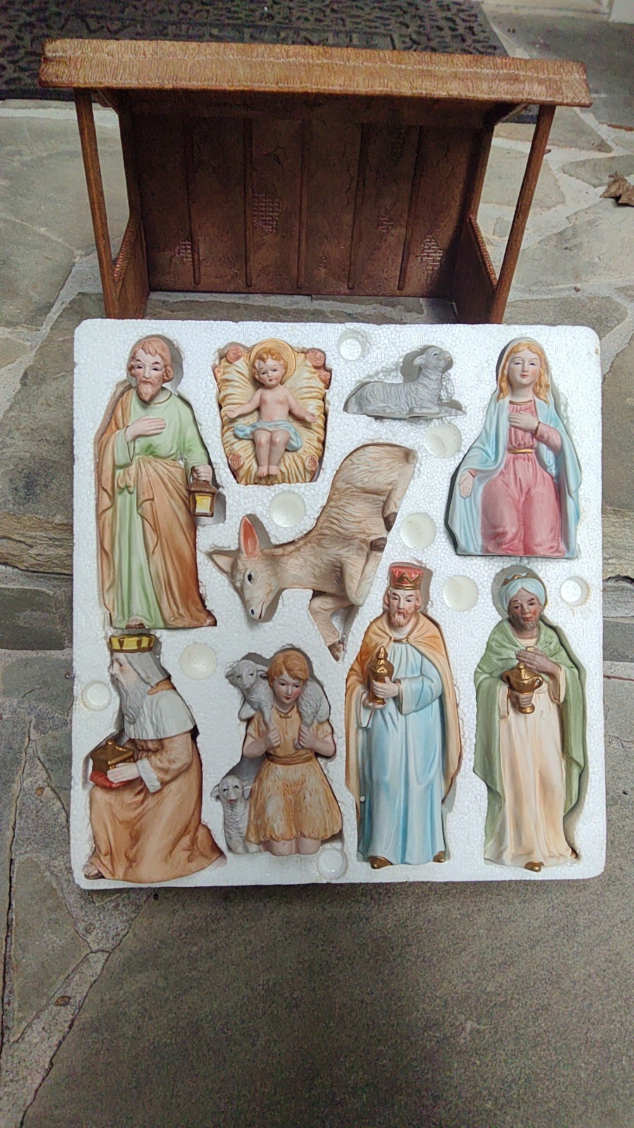 VTG Homco 9pc Porcelain Bisque Holiday Christmas Nativity Set #5603 1982 +Creche