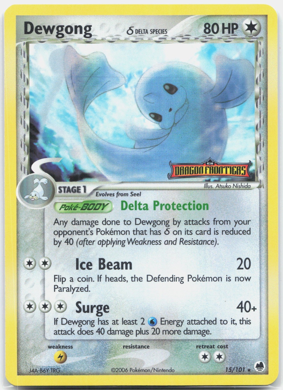 Dewgong (Delta Species) Rare EX Dragon Frontiers DF  Reverse Holo 15/101 2006 LP