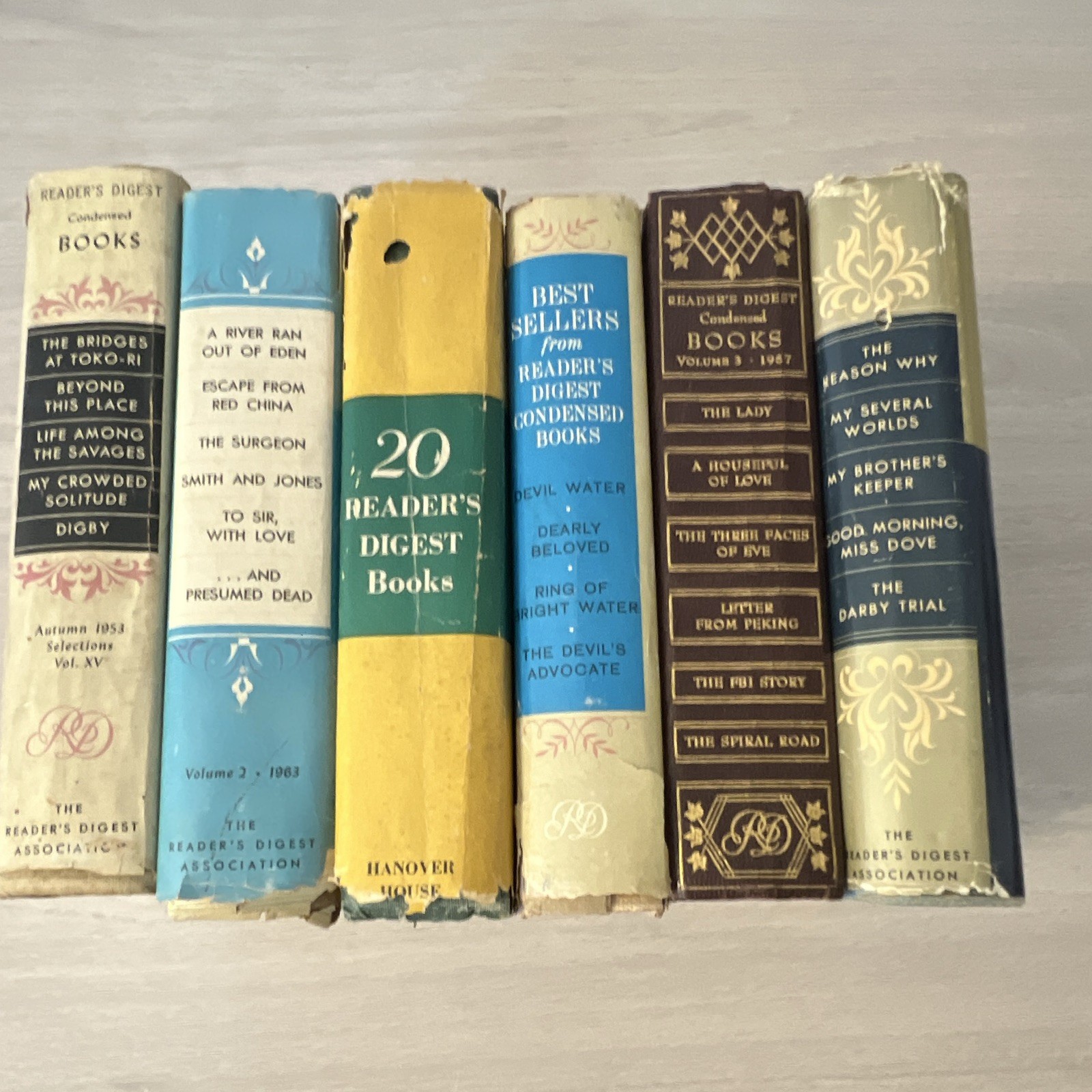 Lot Of 7 Vintage 50s Readers Digest Hardcover Books Decor Covers