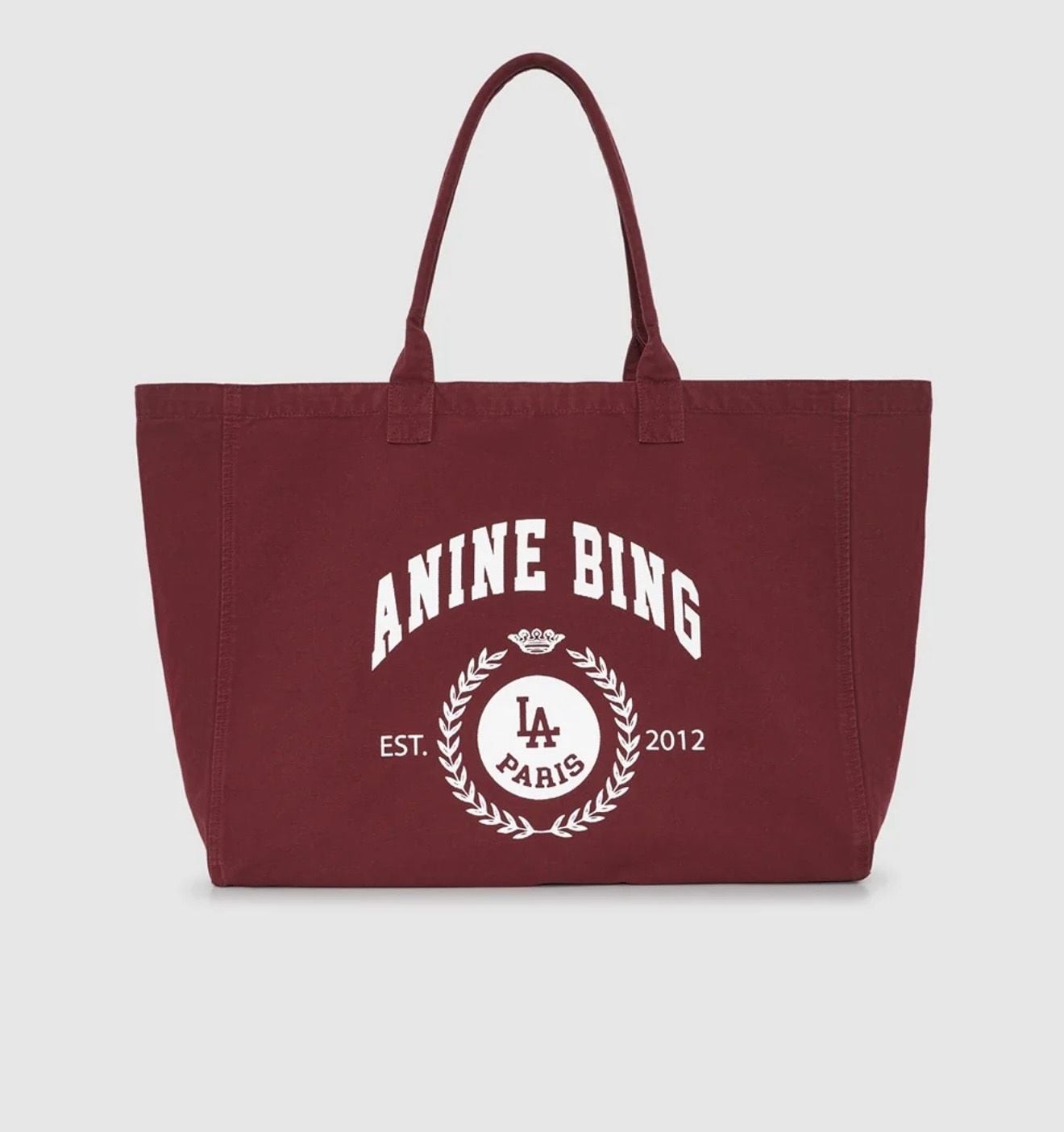 Anine Bing Leo Canvas Tote Collegiate - Fig Anine Bing Leo Canvas Tote Collegiate - Fig