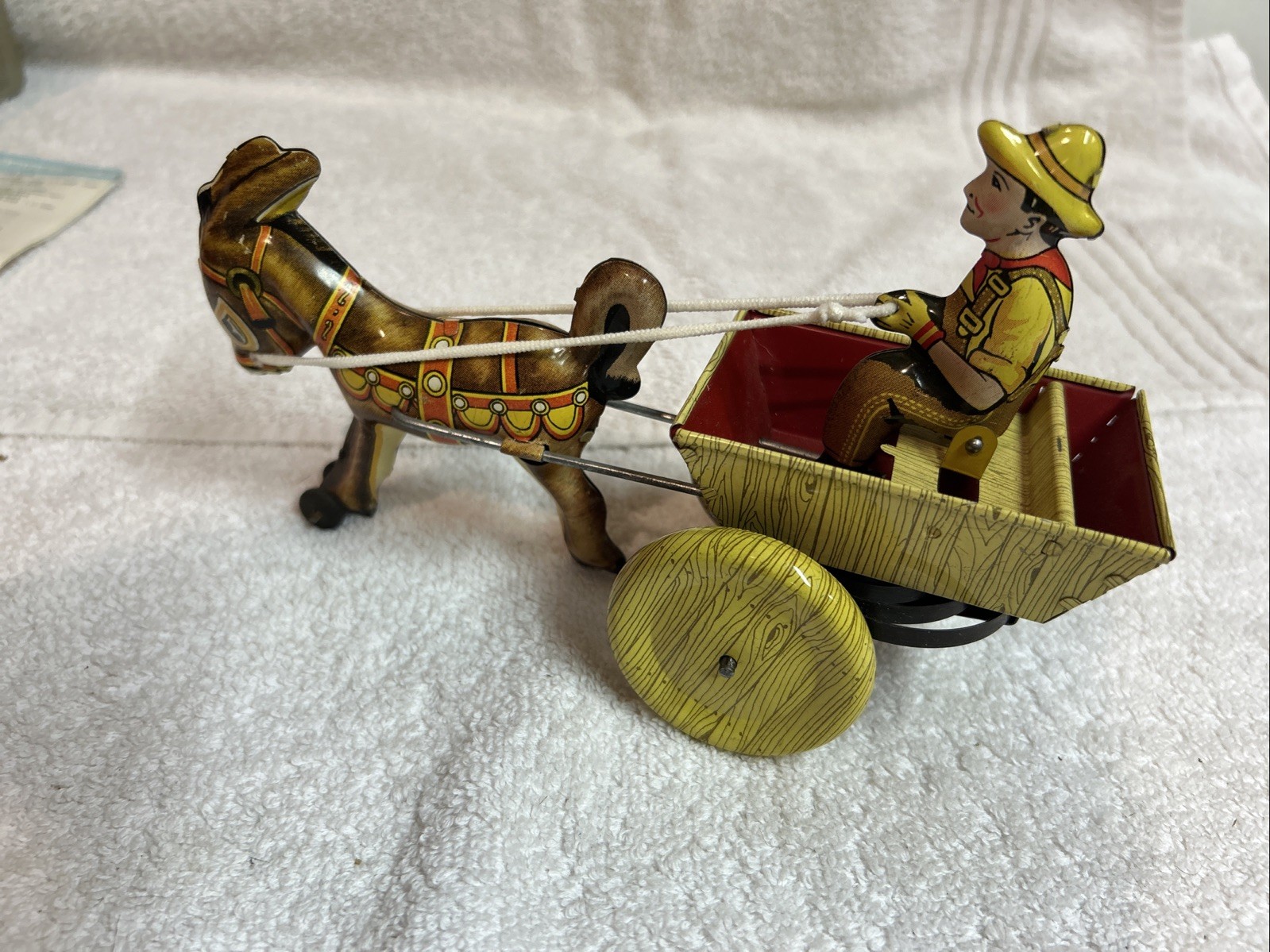 Vintage Louis Marx Balky Mule Cart & Donkey Tin Lithograph Wind-Up Toy Vintage Louis Marx Balky Mule Cart & Donkey Tin Lithograph Wind-Up Toy
