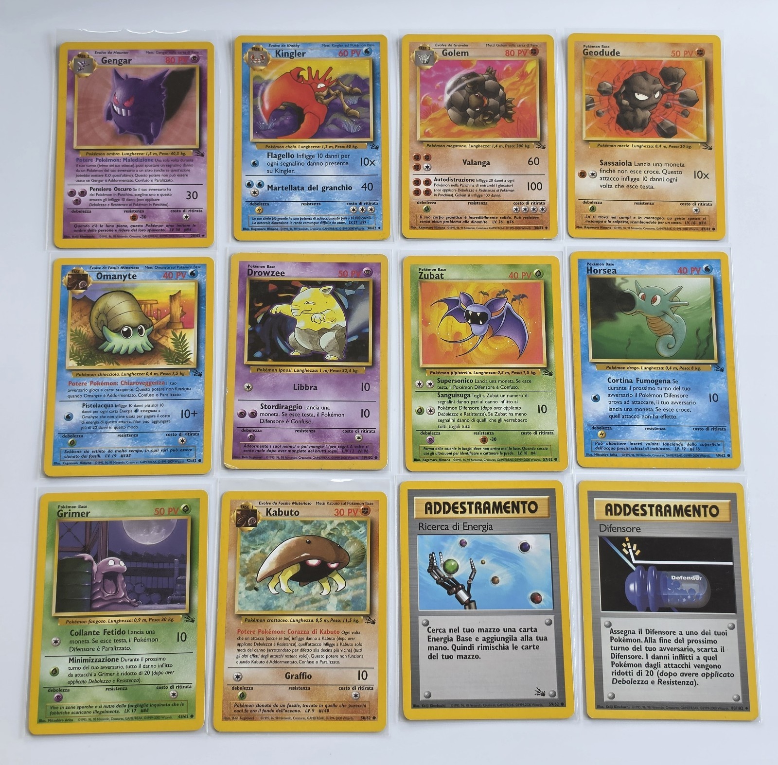 Vintage Pokémon Cards Lot (12) Fossil Base Set Italian Language WOTC Gengar Vintage Pokémon Cards Lot (12) Fossil Base Set Italian Language WOTC Gengar