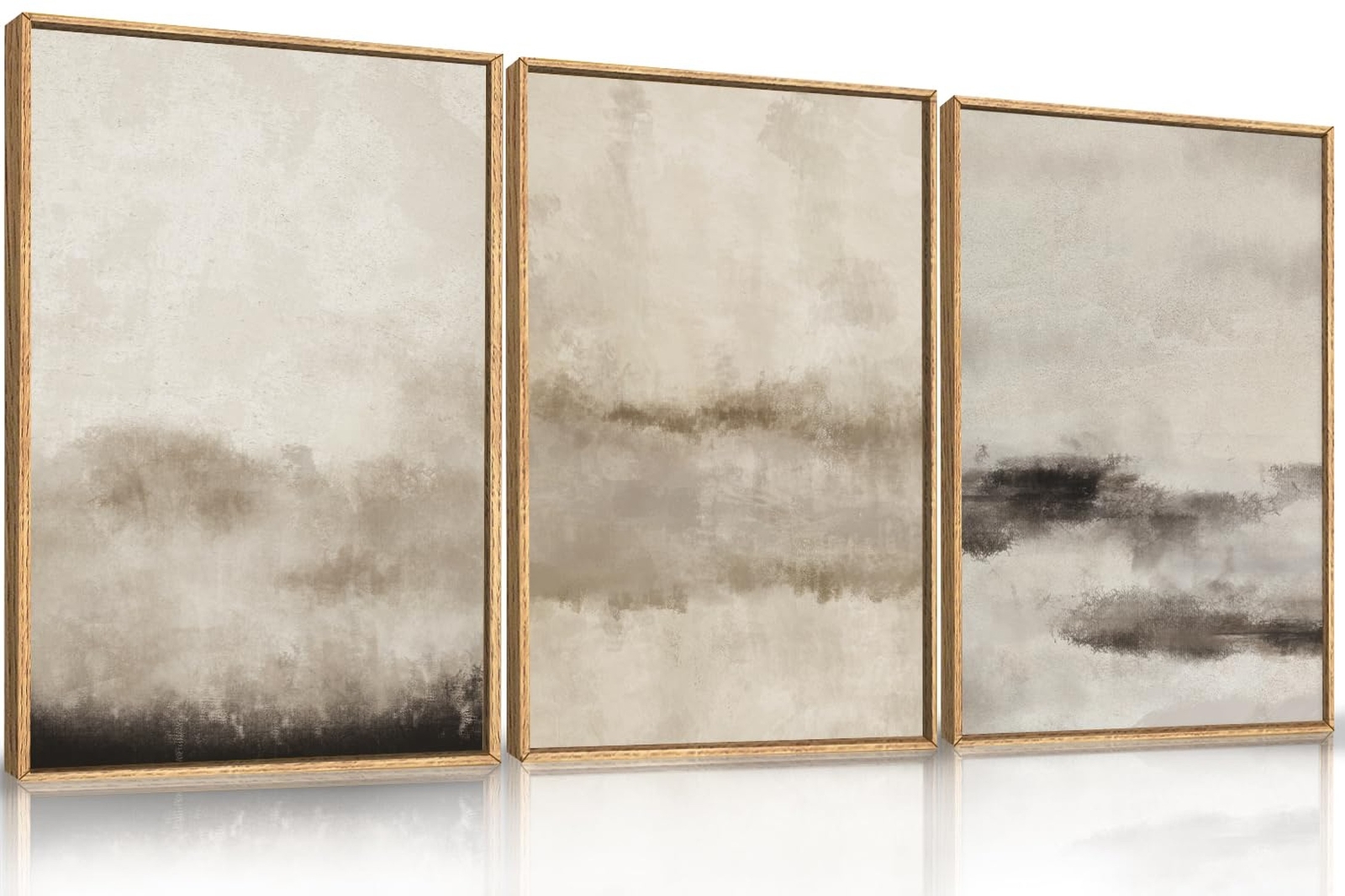 HPINUB Large Abstract Framed Canvas Wall Art Set,Minimalist Beige Gray Pastel...