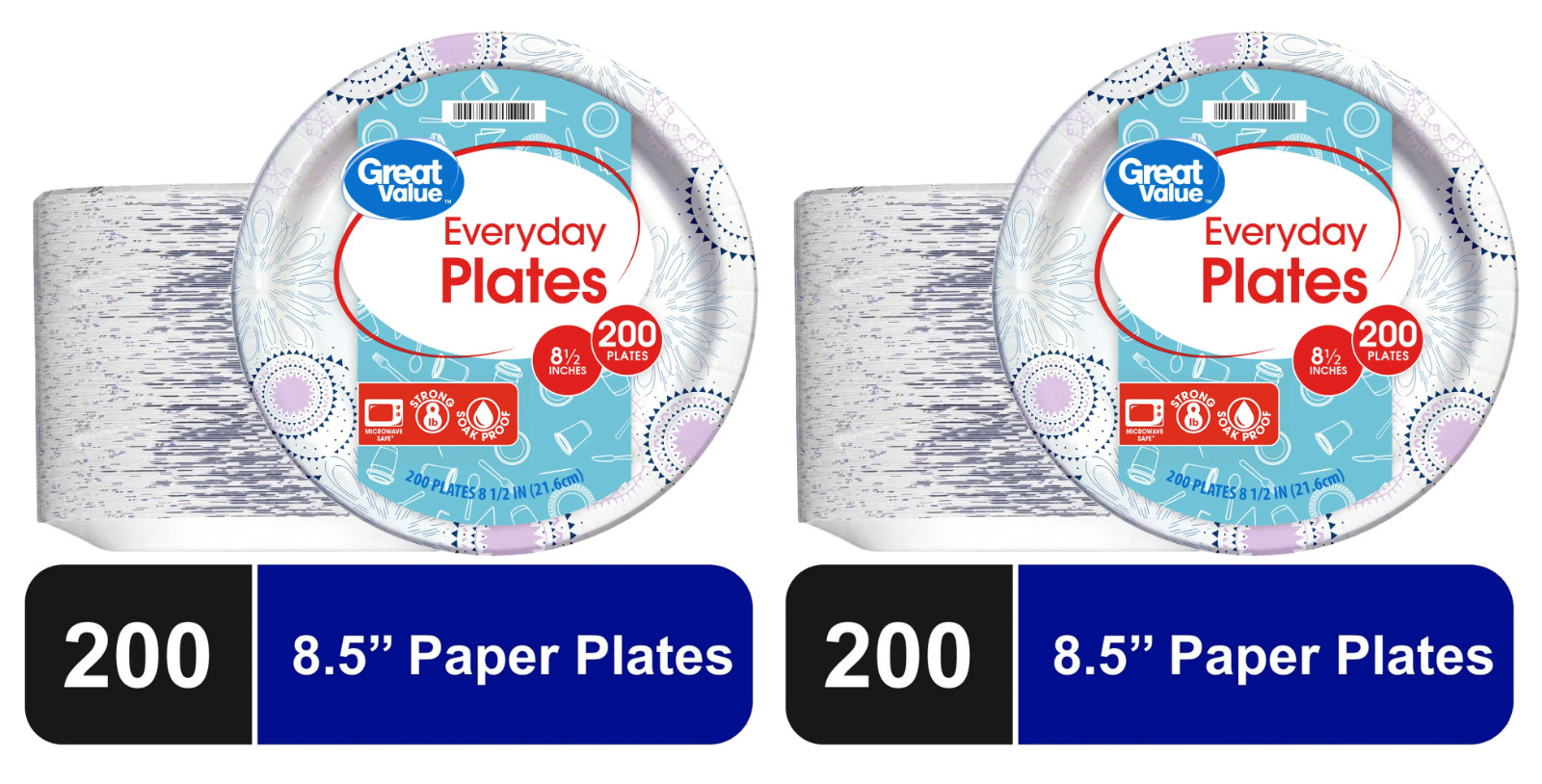 Great Value Everyday Disposable Paper Plates, 8.5