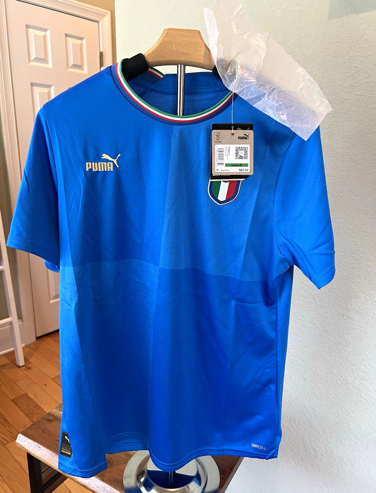 NWT Puma ItalyFIGC 2022 Home Jersey SoccerShirt Blue Men\'s Size Large L chest 40 NWT Puma ItalyFIGC 2022 Home Jersey SoccerShirt Blue Men\'s Size Large L chest 40