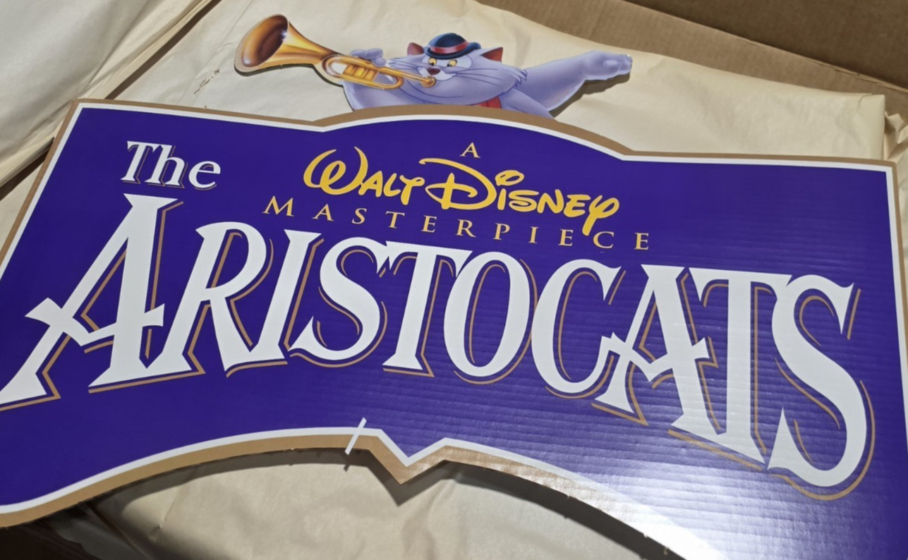 Vintage 1996 Disney The Aristocats VHS Promo Standee Store Display NOS Unused