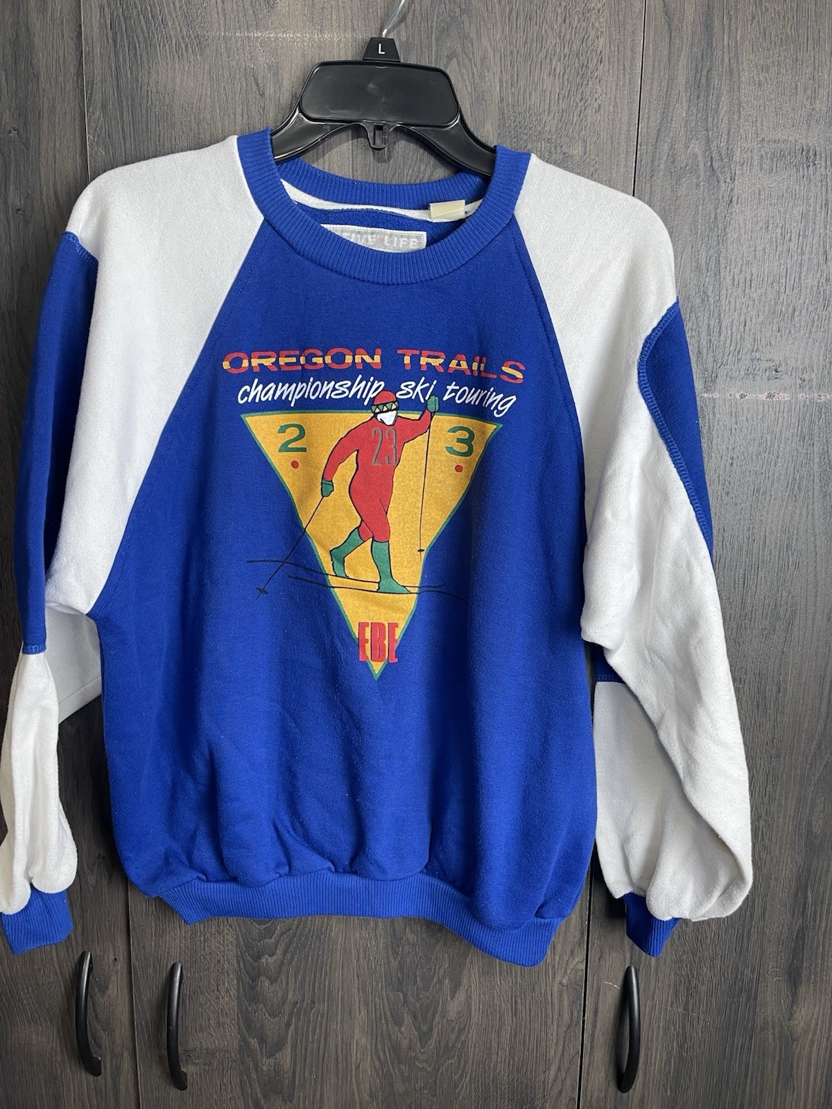 Vintage Oregon Trail Championship Ski Touring Sweatshirt Adult Large Blue/White Vintage Oregon Trail Championship Ski Touring Sweatshirt Adult Large Blue/White