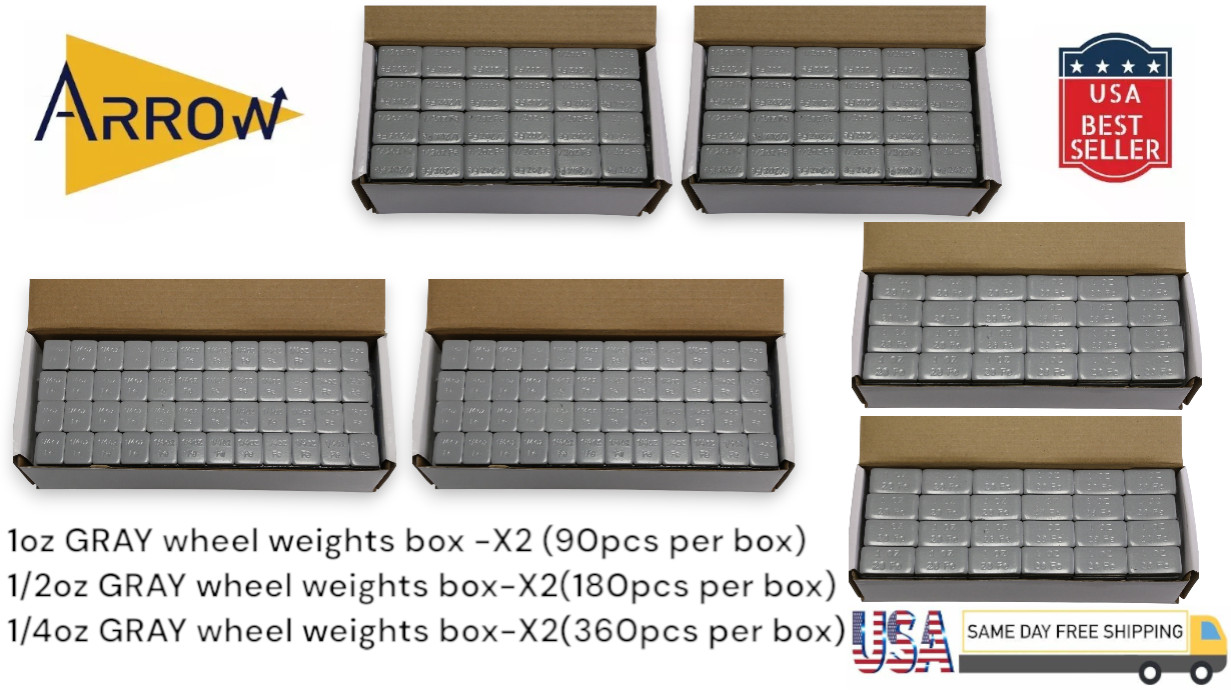 6box 1/4,1/2,1OZ GRAY WHEEL WEIGHTS STICK-ON ADHESIVE TAPE 36 LB LEAD-FREE