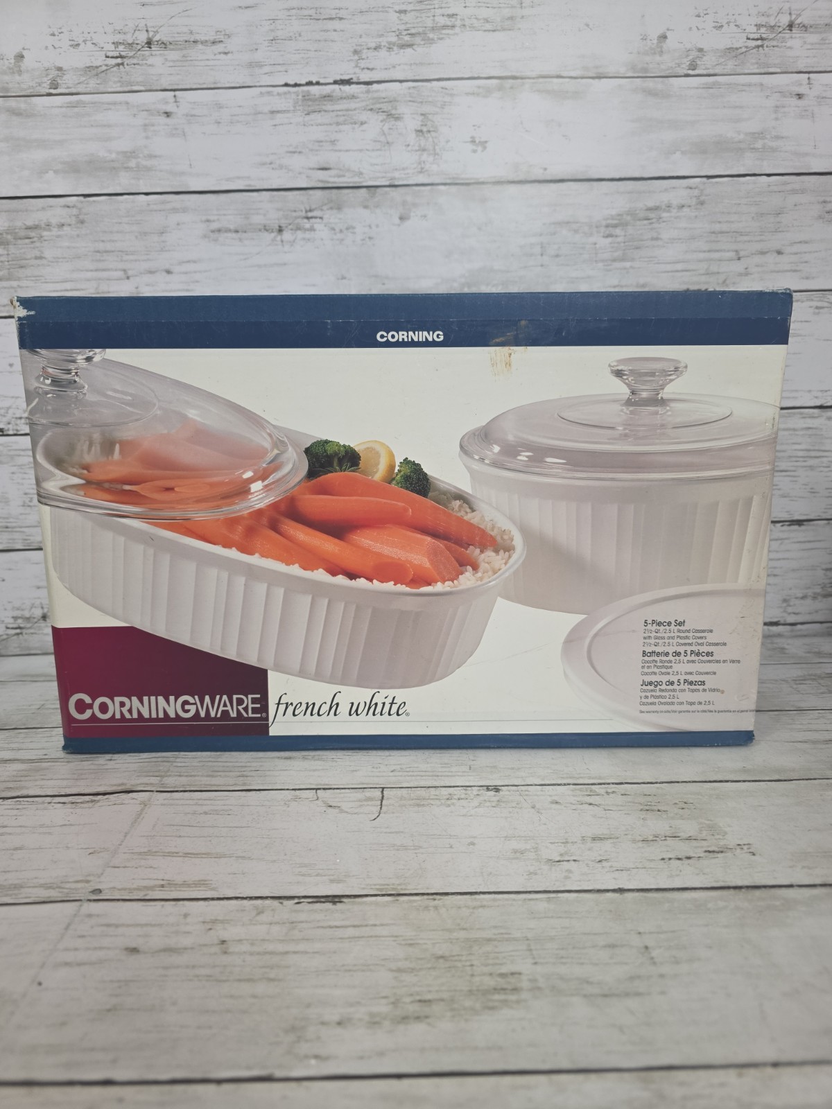 Vintage Corning Ware French White 5 Piece Casserole Set NIB Sealed F-330 New Vintage Corning Ware French White 5 Piece Casserole Set NIB Sealed F-330 New
