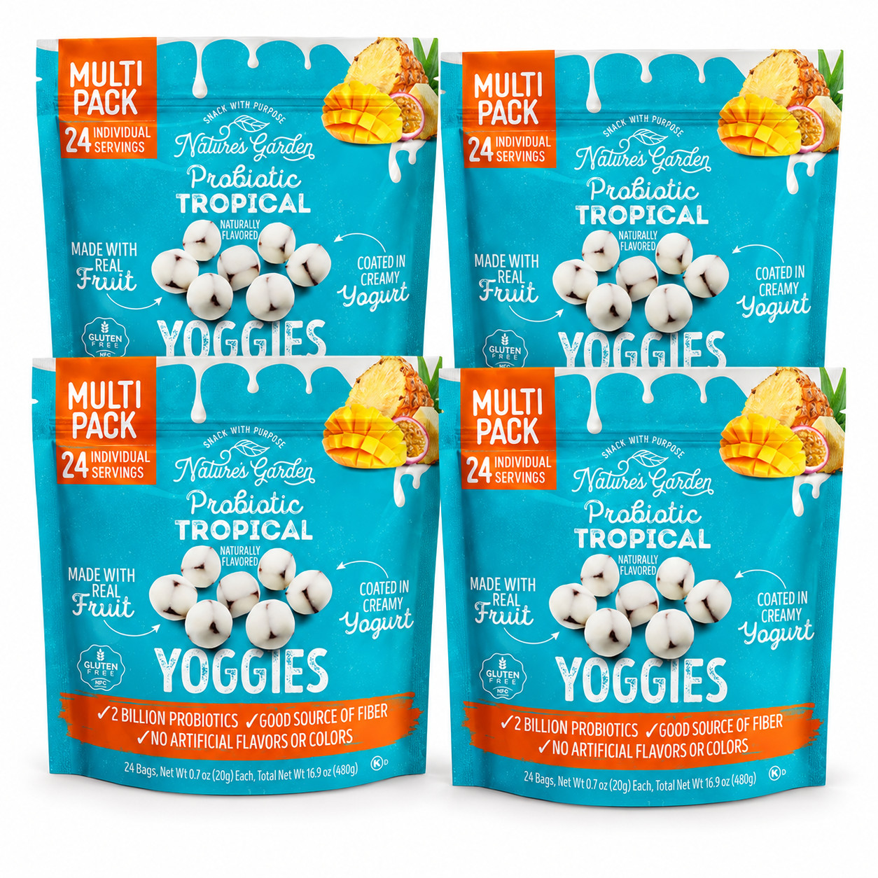 4 Pack Nature\'s Garden Probiotic Tropical Yoggies 0.7 oz., 24 pk.