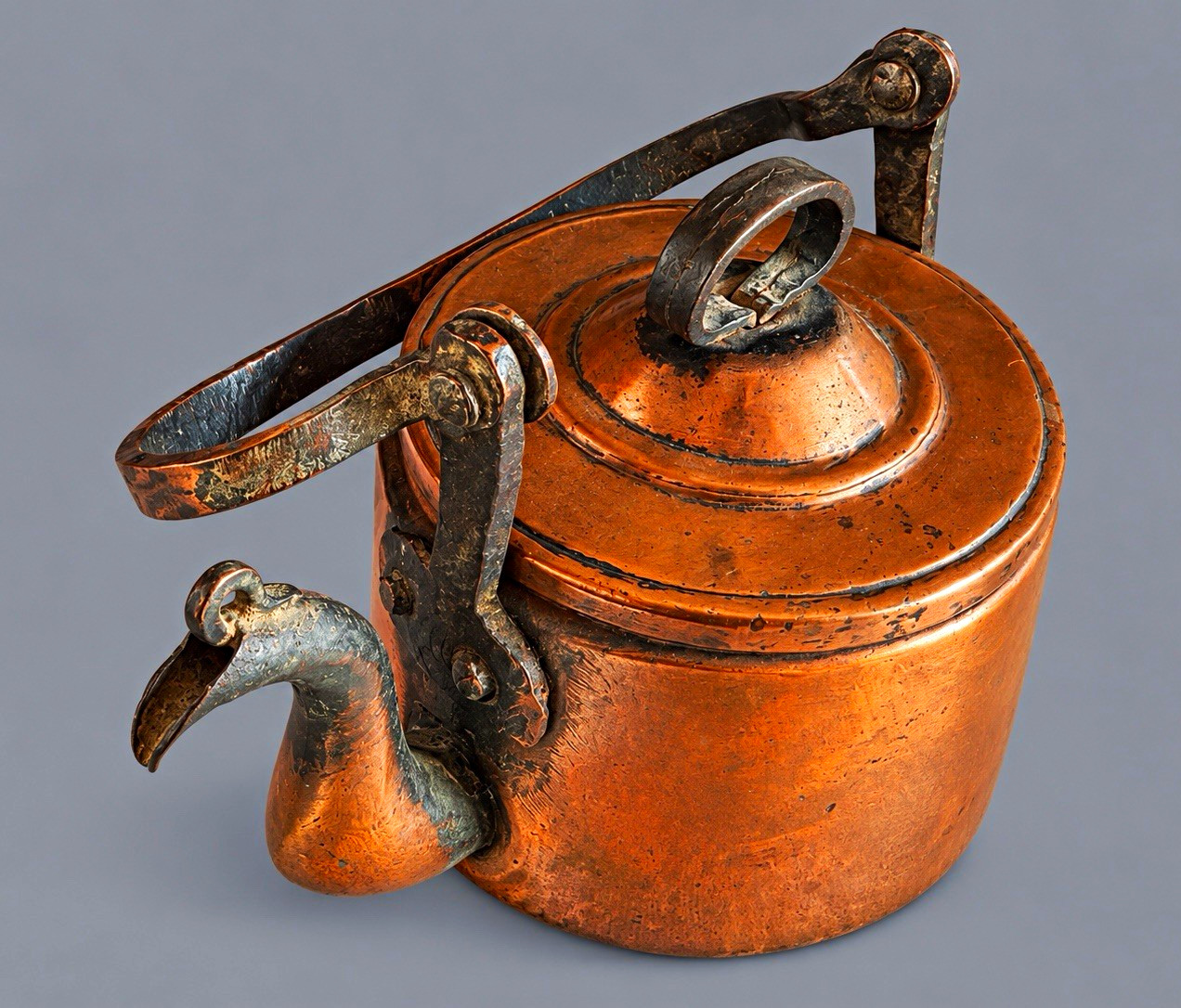 Antique 19th Century Hand Hammered Copper Tea Kettle w/ Swing Handle Antique 19th Century Hand Hammered Copper Tea Kettle w/ Swing Handle