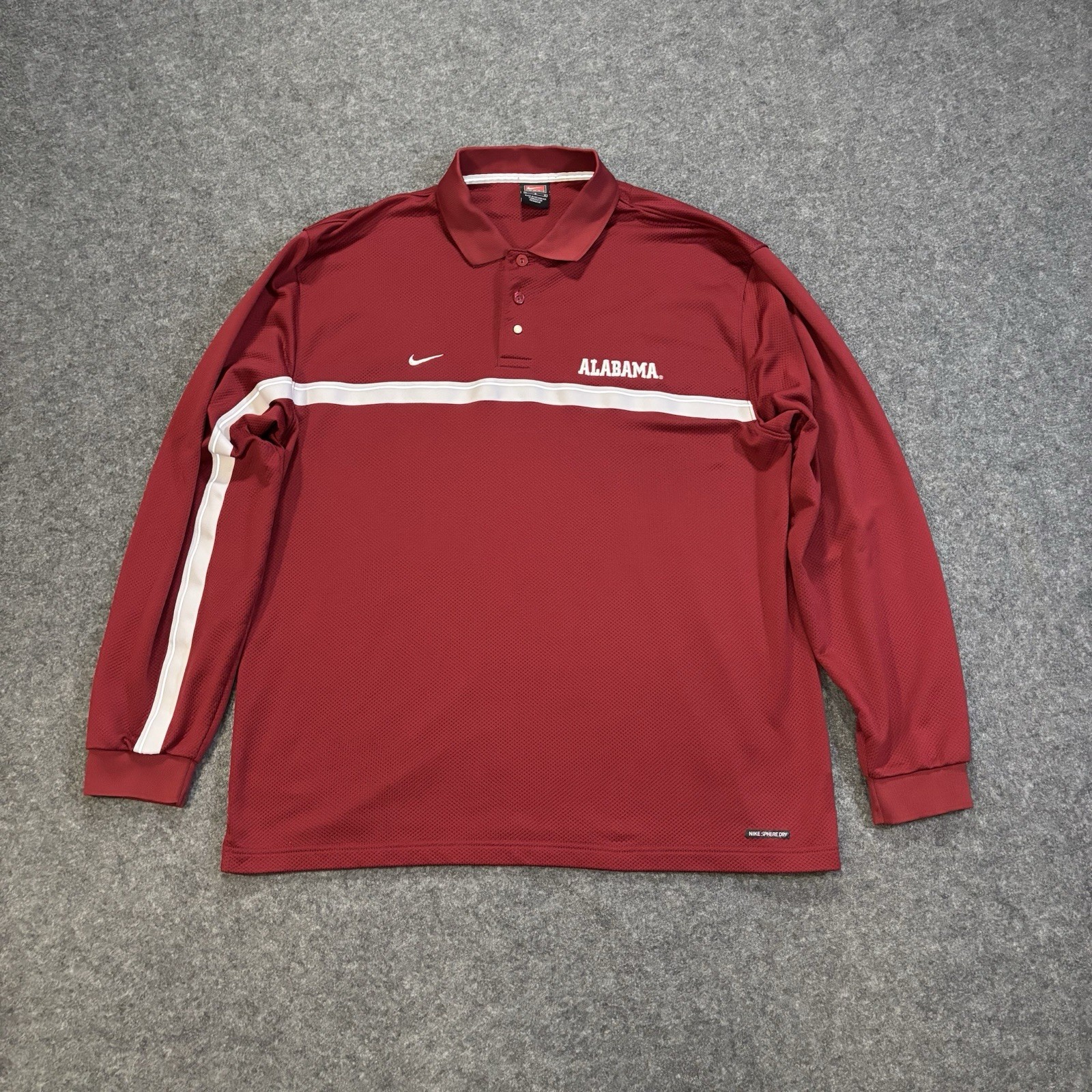 Alabama Crimson Tide Nike Polo Shirt Mens Large NCAA Long Sleeve Sphere Dry
