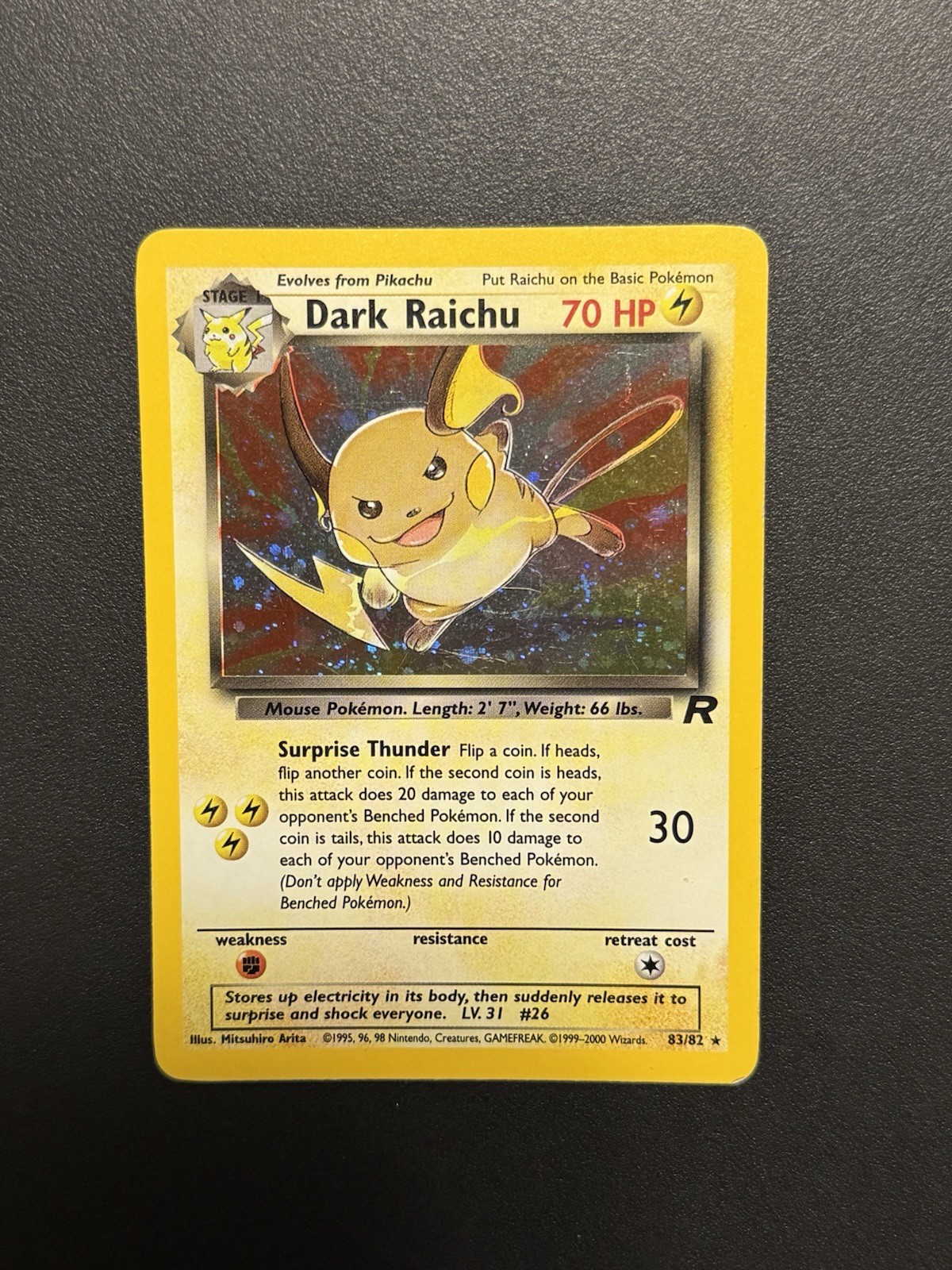 Pokémon TCG Dark Raichu 83/82 Team Rocket Holo Secret Rare Unlimited English
