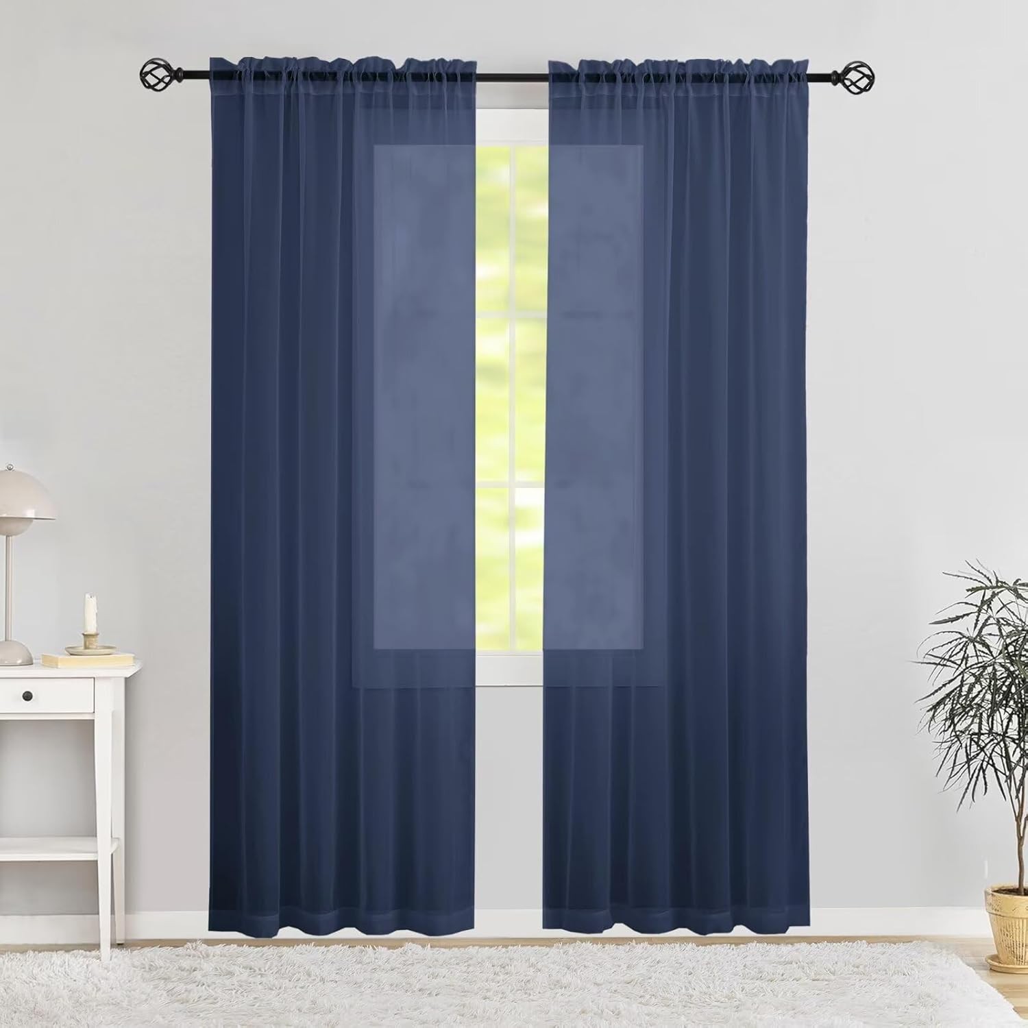 4 Piece Sheer Voile Rod Pocket Window Panel Curtain Drapes Many Colors 4 Piece Sheer Voile Rod Pocket Window Panel Curtain Drapes Many Colors