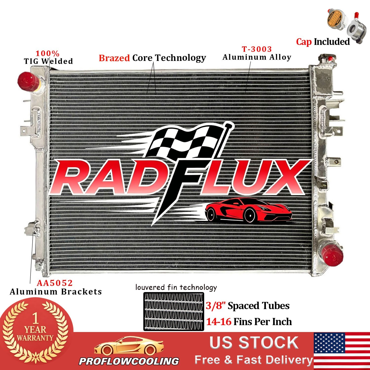 #13129 Radiator For 2009-2018 Dodge Ram 1500 2500 3500 3.7 4.7 5.7L All Aluminum